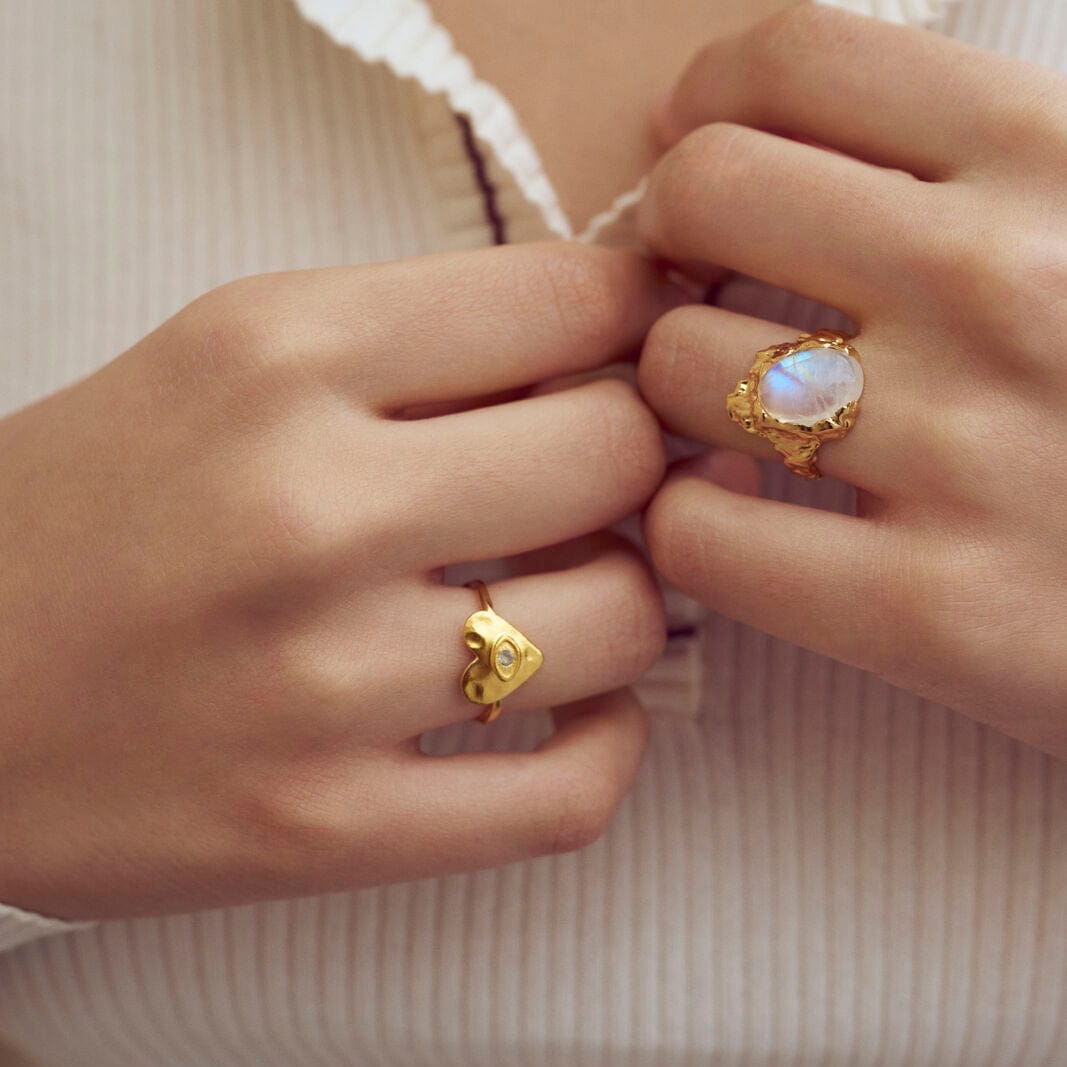 Maanesten Ringe Gudinde ring - Forgyldt/Månesten