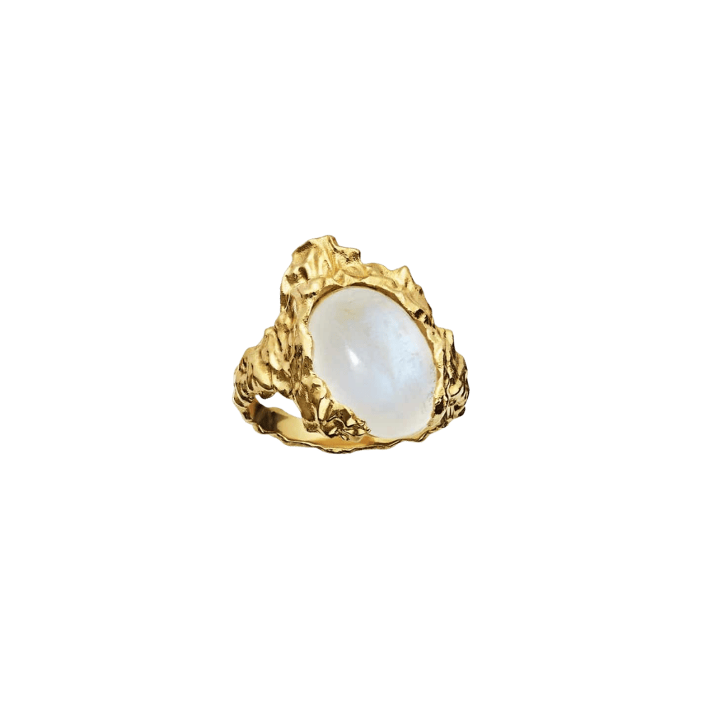 Maanesten Ringe Gudinde ring - Forgyldt/Månesten