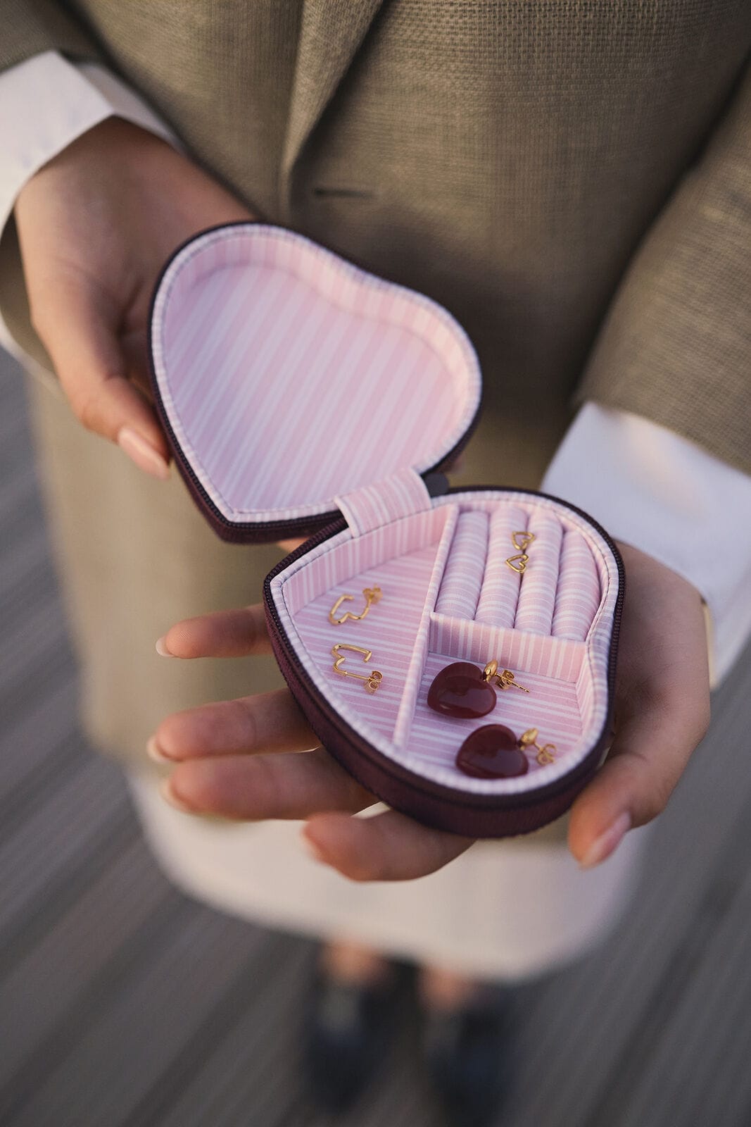 Maanesten Smykkeskrin Heart Jewelry Box, Maroon 4207