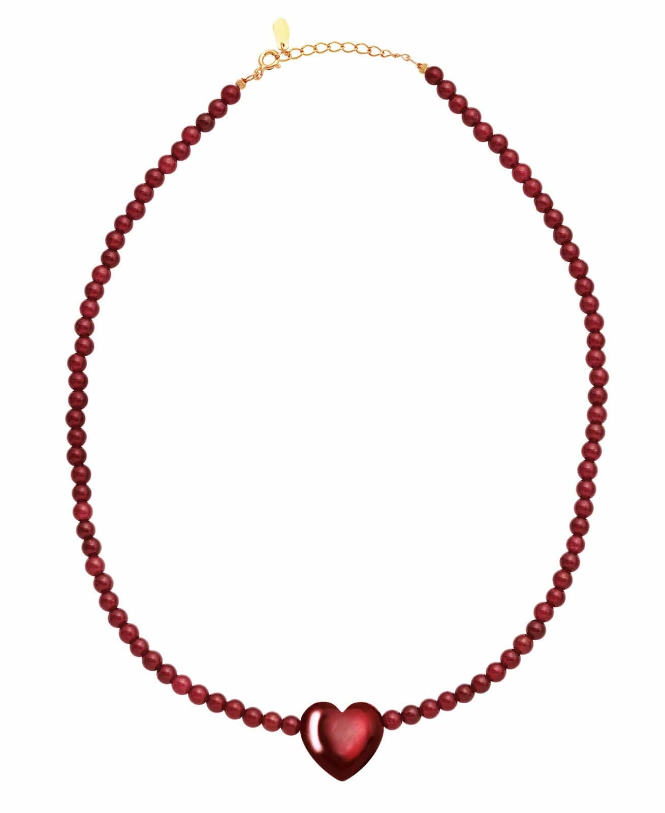 Maanesten Halskæder Maroon Heart hjertehalskæde- forgyldt 2841A