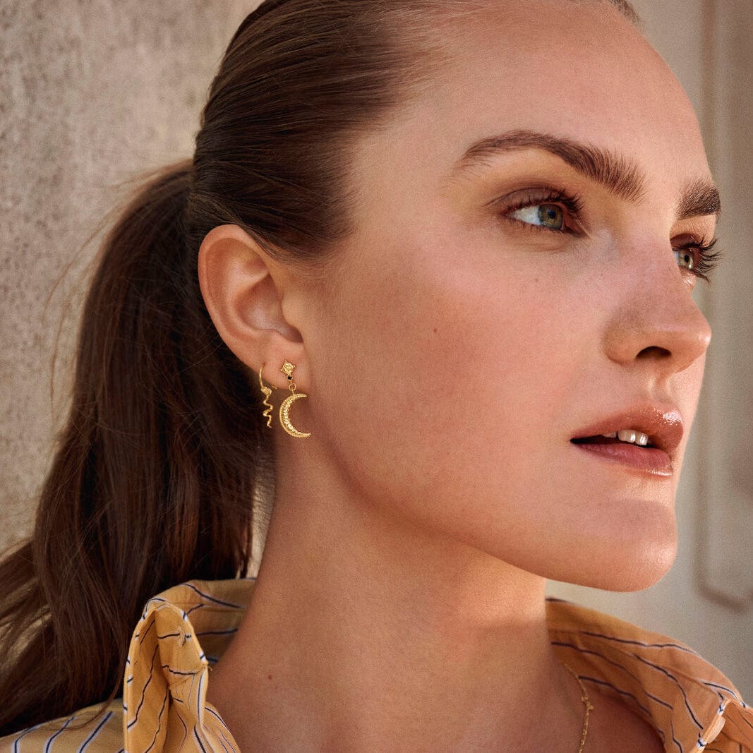 Maanesten Øreringe Nyla øreringe med sten og perle - Forgyldt 9667a