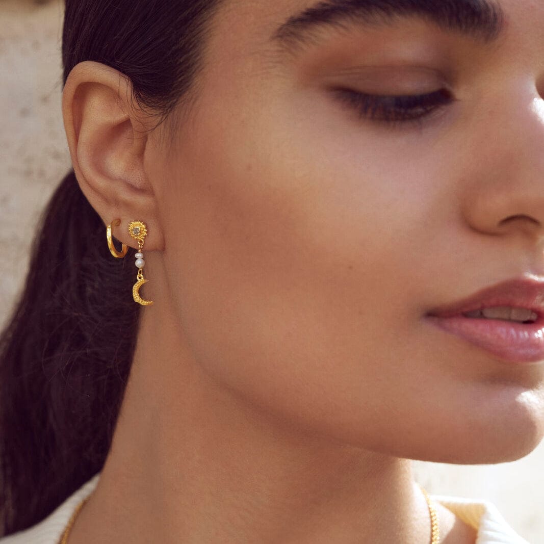 Maanesten Øreringe Sunniva øreringe med sten og perler - Forgyldt 9717a