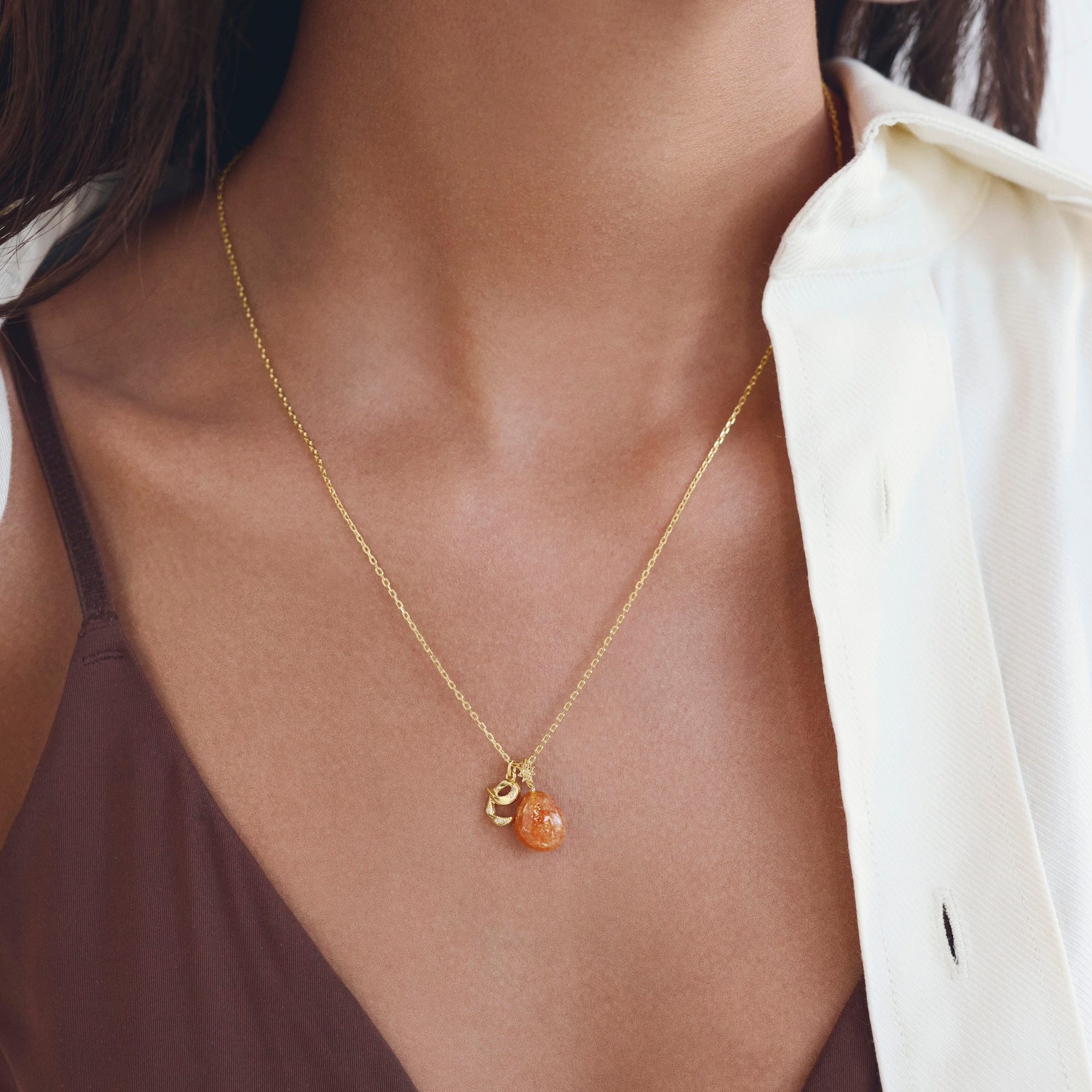 Maanesten Vedhæng Sunstone Fire charm vedhæng - forgyldt 2828a