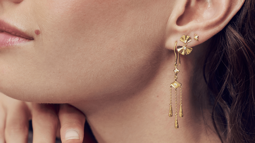 Maanesten Øreringe Trio øreringe - forgyldt 10025a