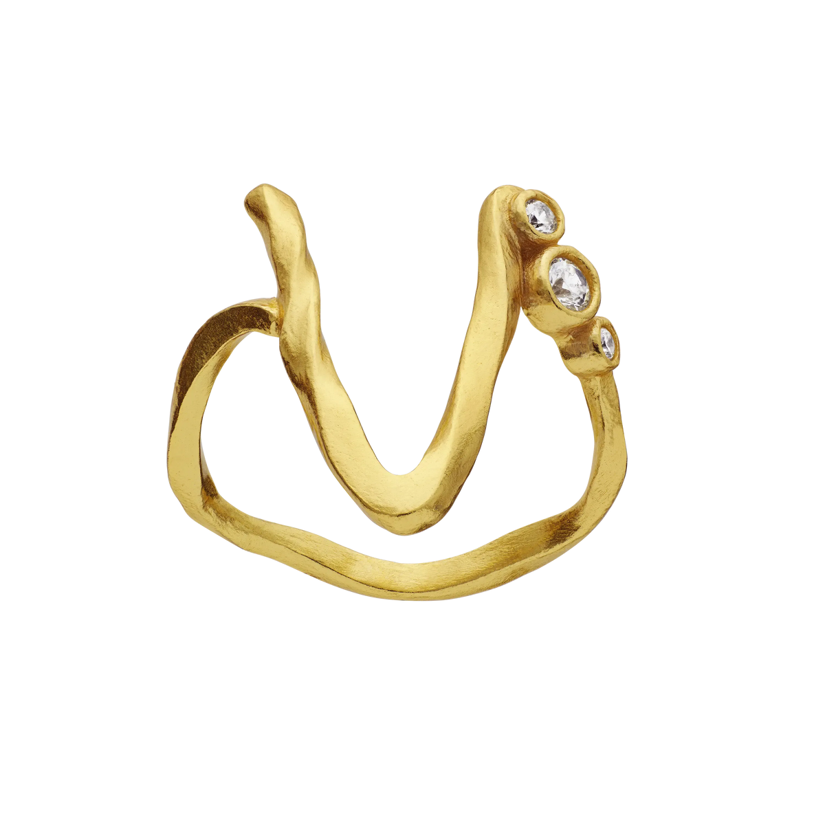 Maanesten Ringe V Alphabet Ring - forgyldt
