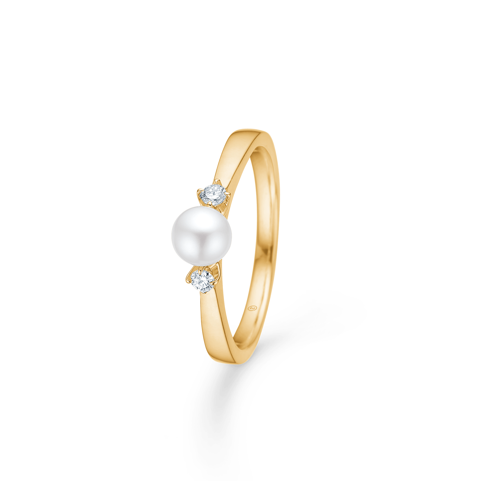 Mads Z Ringe Crown Trinity ring med perle og 0,08 ct.W.SI - 14 kt.