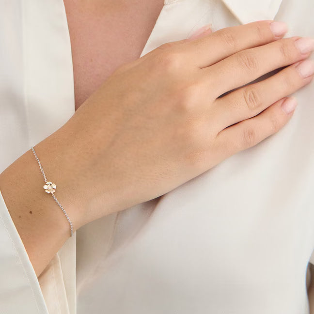 Mads Z Armbånd Fleur armbånd med en blomst og diamant - sølv og 14 karat guld 2151108