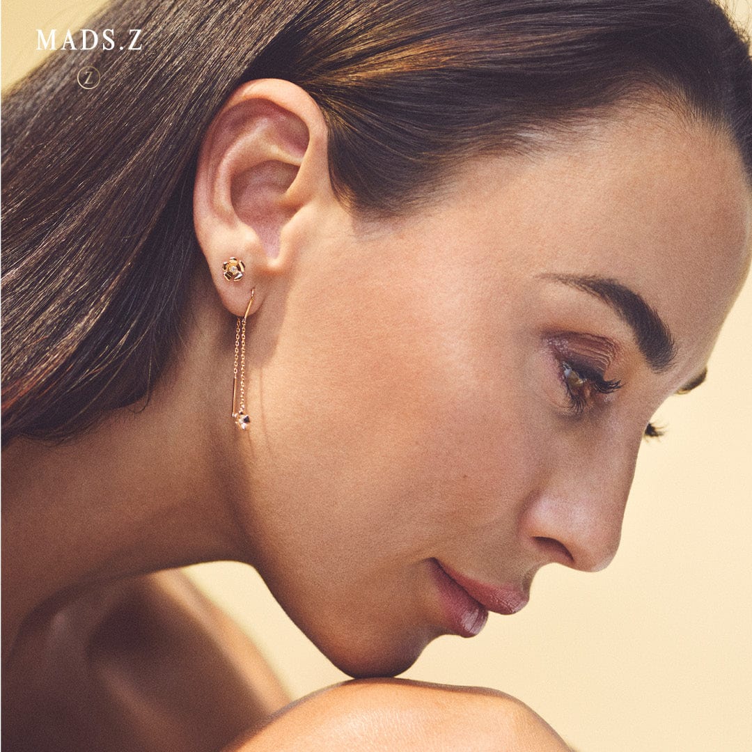 Mads Z Øreringe Fleur ørekæder med diamanter - 14 karat 1501108