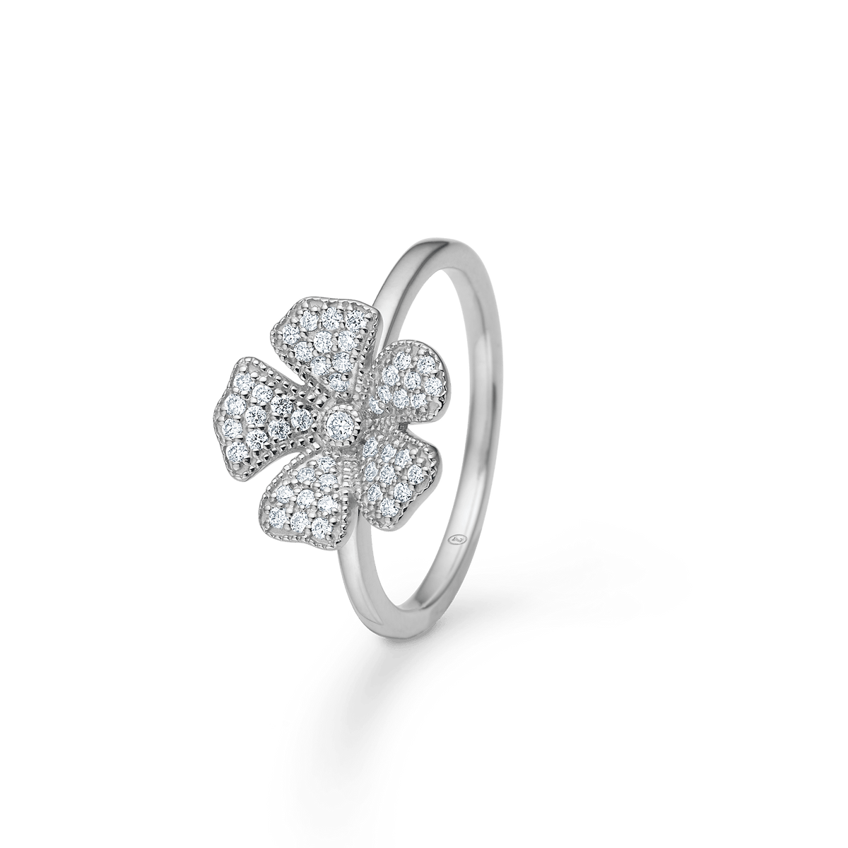 Mads Z Ringe Fleur ring med zirkoner - sølv