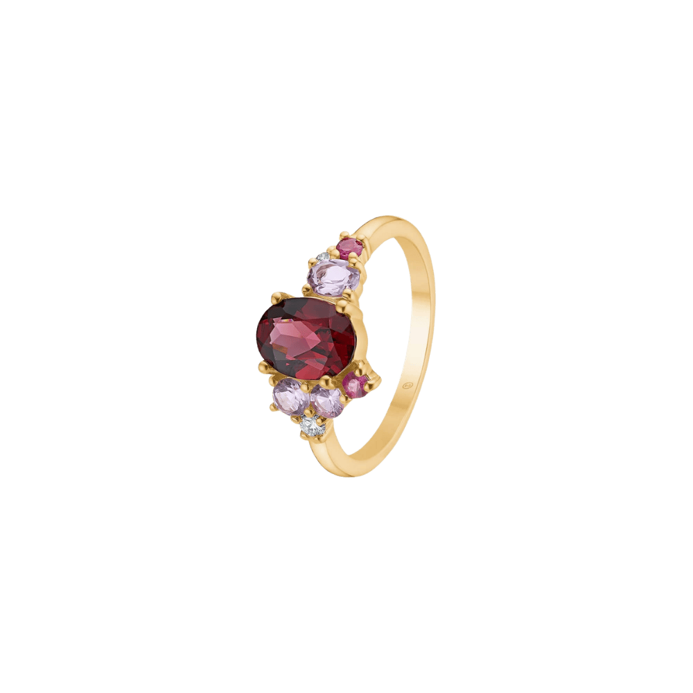 Mads Z Ringe Four Seasons Autumn ring med granat og rubin - 14 karat guld