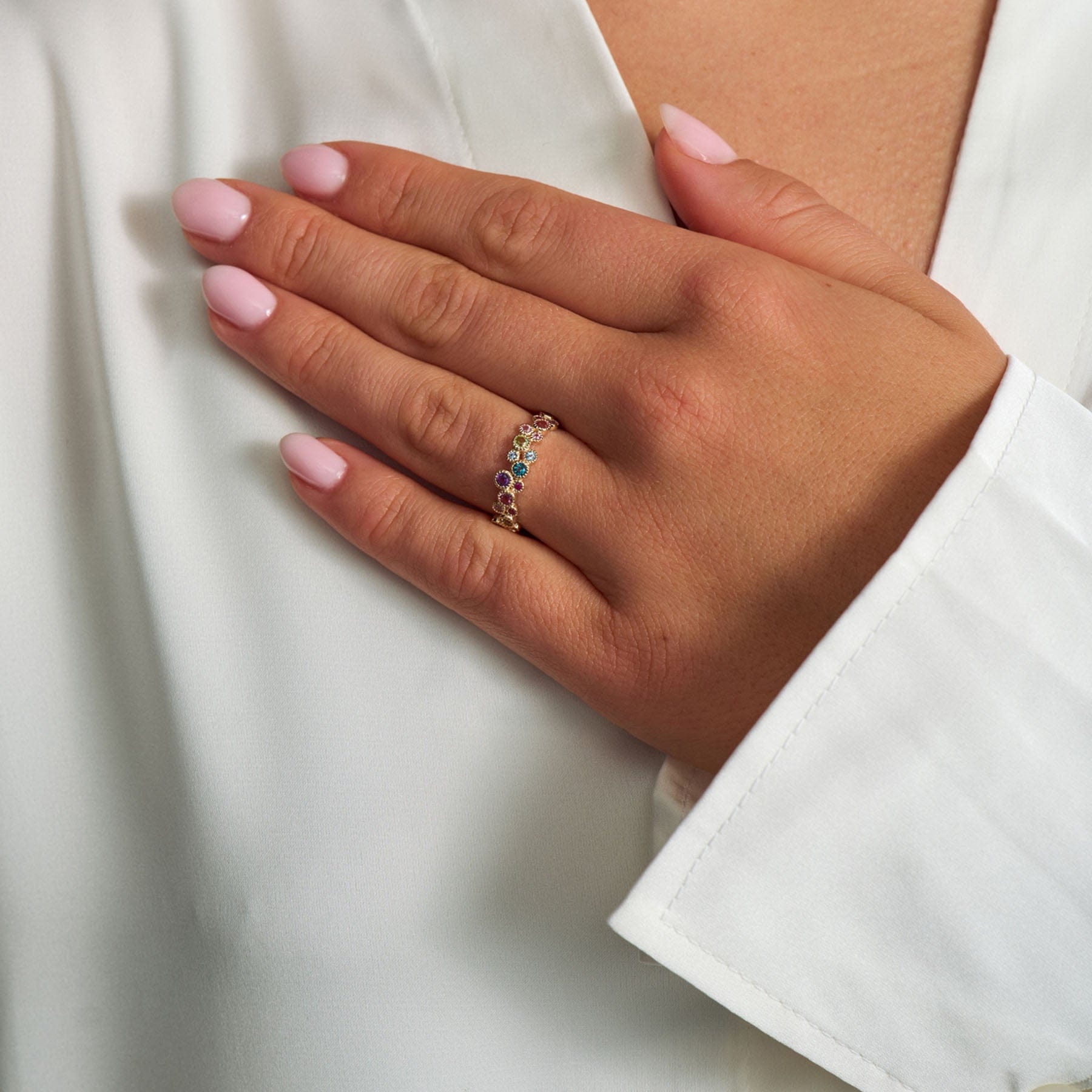 Mads Z Ringe Luxury Rainbow Petite ring med ædelsten - 14 Karat