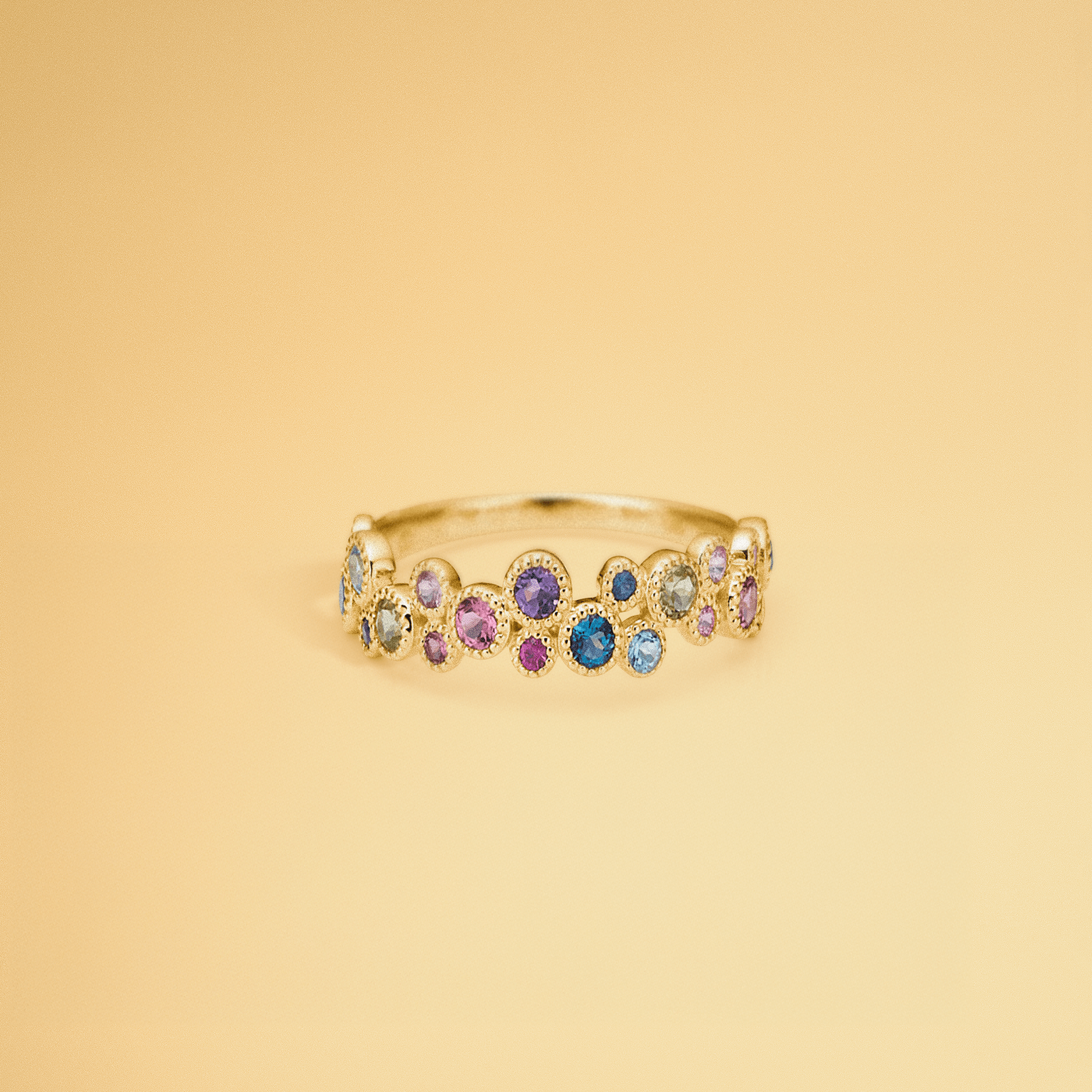 Mads Z Ringe Luxury Rainbow Petite ring med ægte sten - 14 kt.