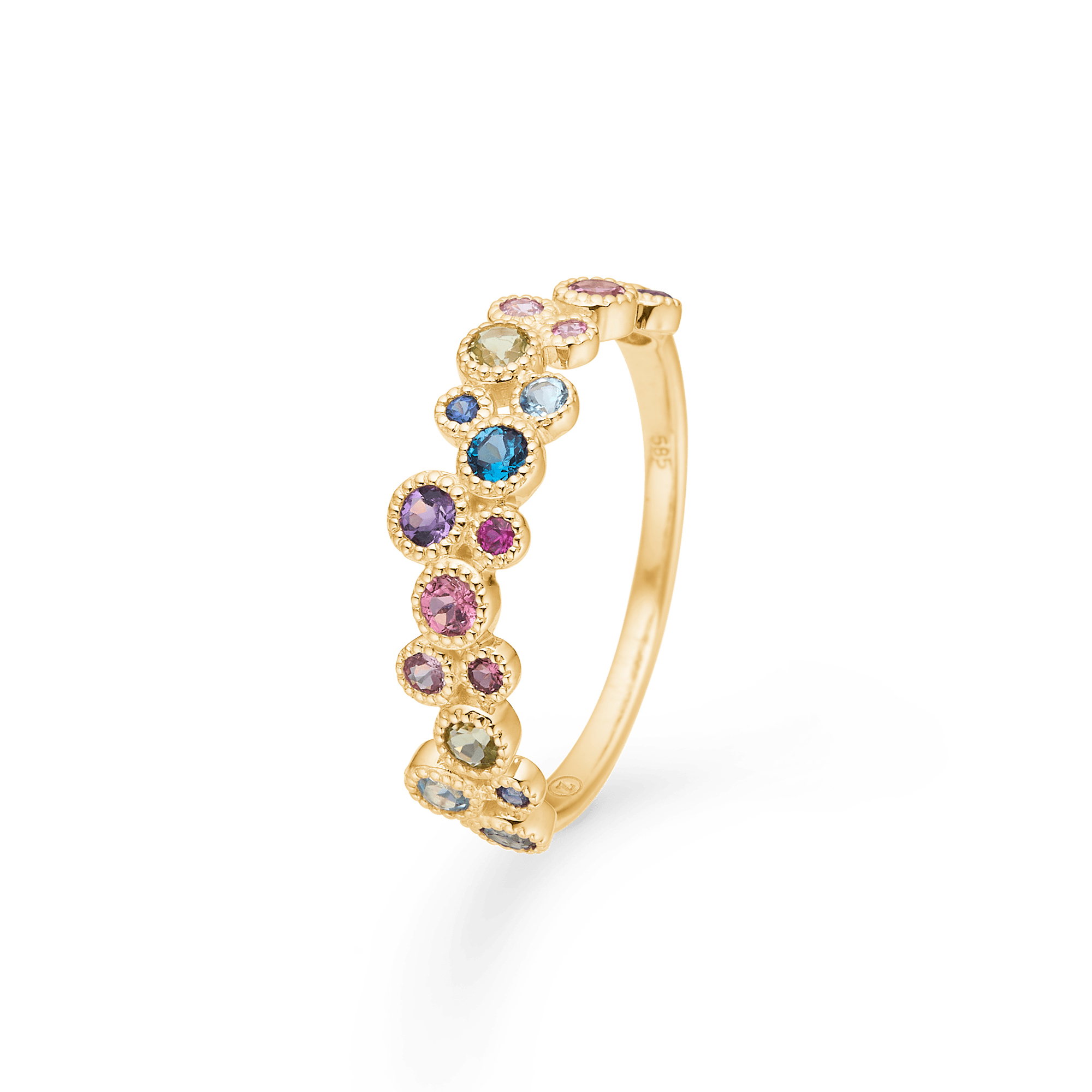 Mads Z Ringe Luxury Rainbow Petite ring med ægte sten - 14 kt.