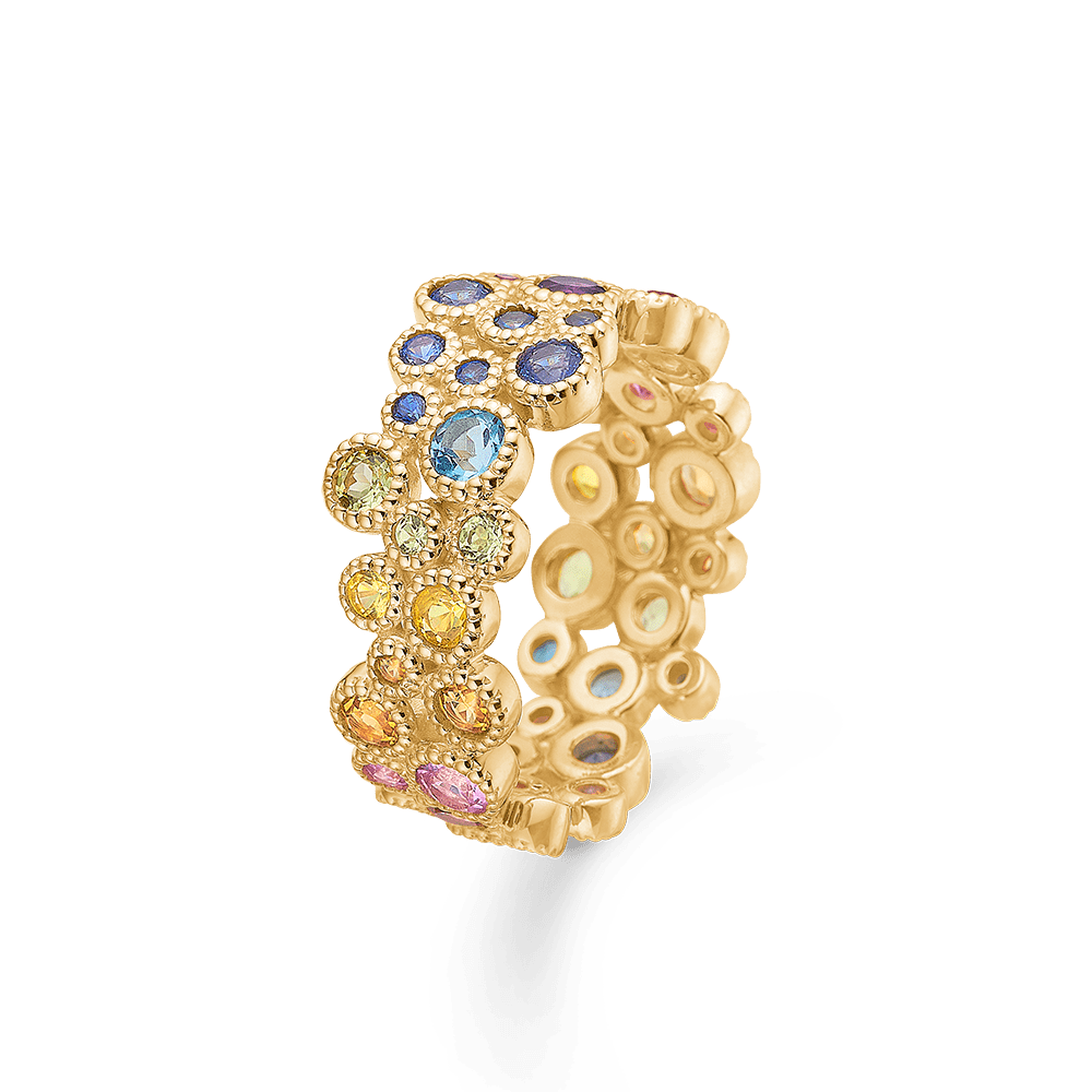 Mads Z Ringe Luxury Rainbow ring med ægte sten - 14. kt.