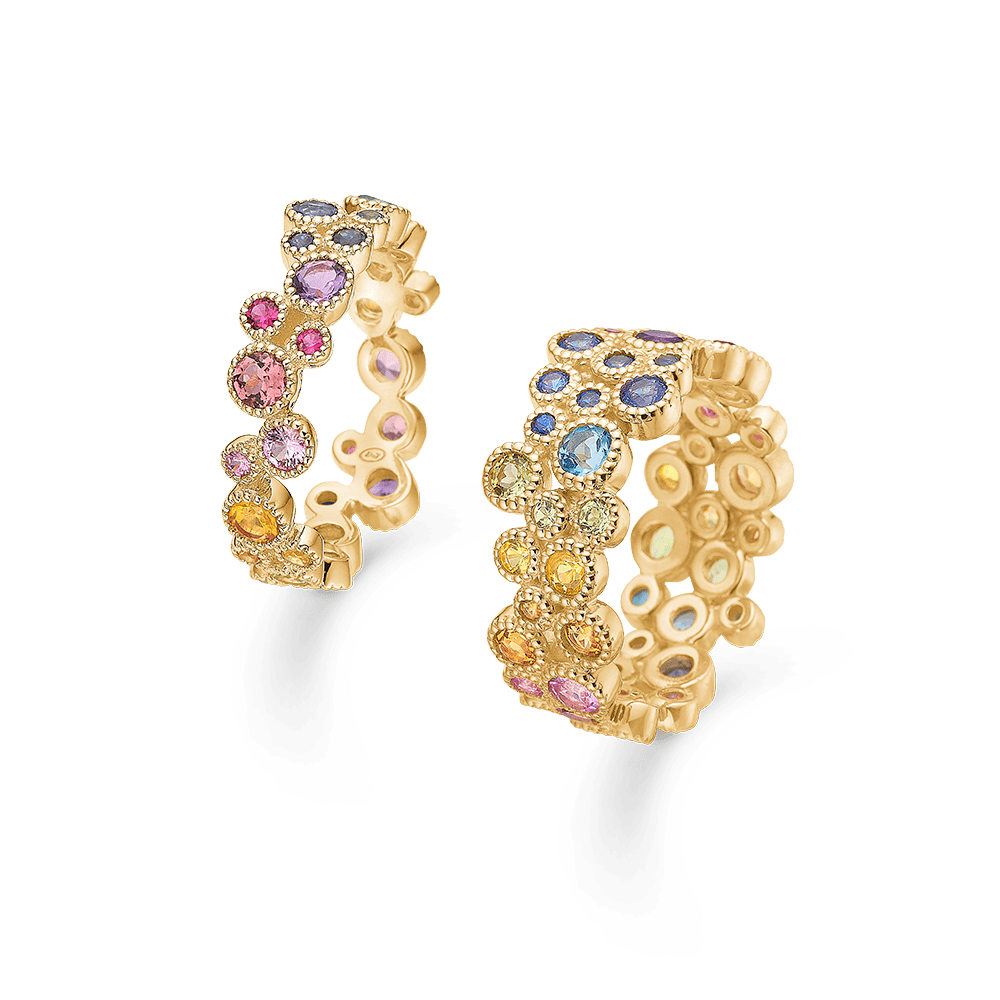 Mads Z Ringe Luxury Rainbow ring med ægte sten - 14. kt.