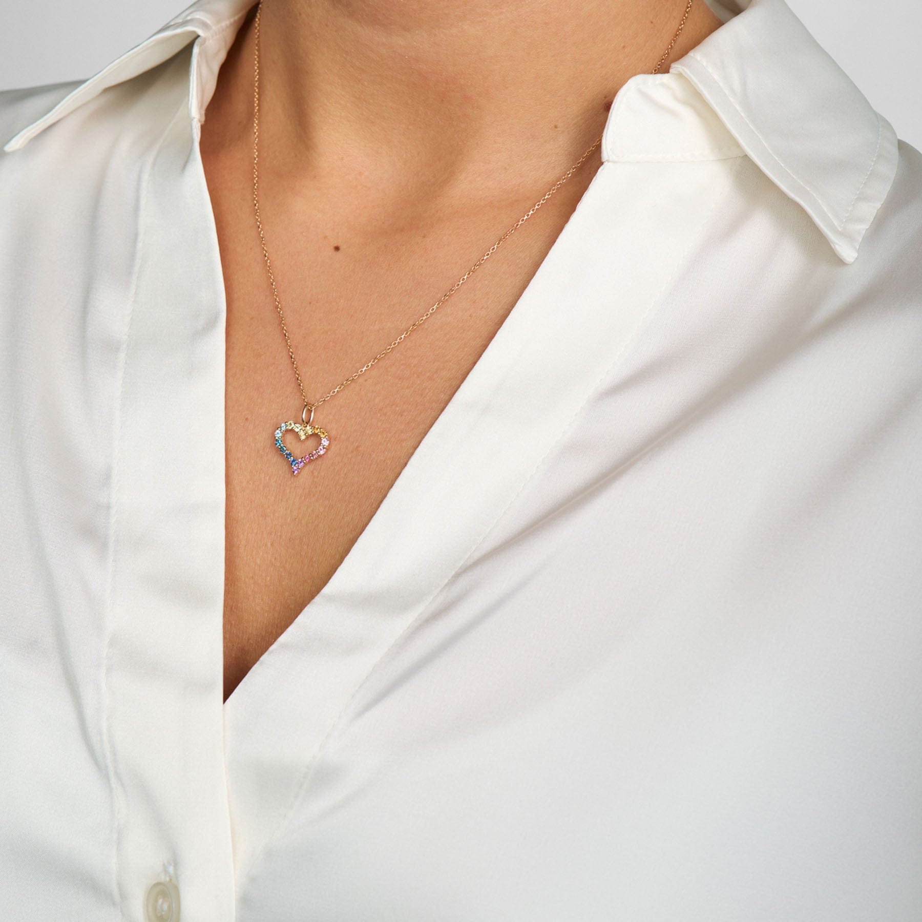 Mads Z Halskæder Tender Heart Rainbow vedhæng - 14 Karat 1534340