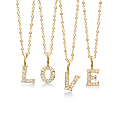 Mads Z Halskæder Tender Love vedhæng til halskæde med bogstav - 14 kt.