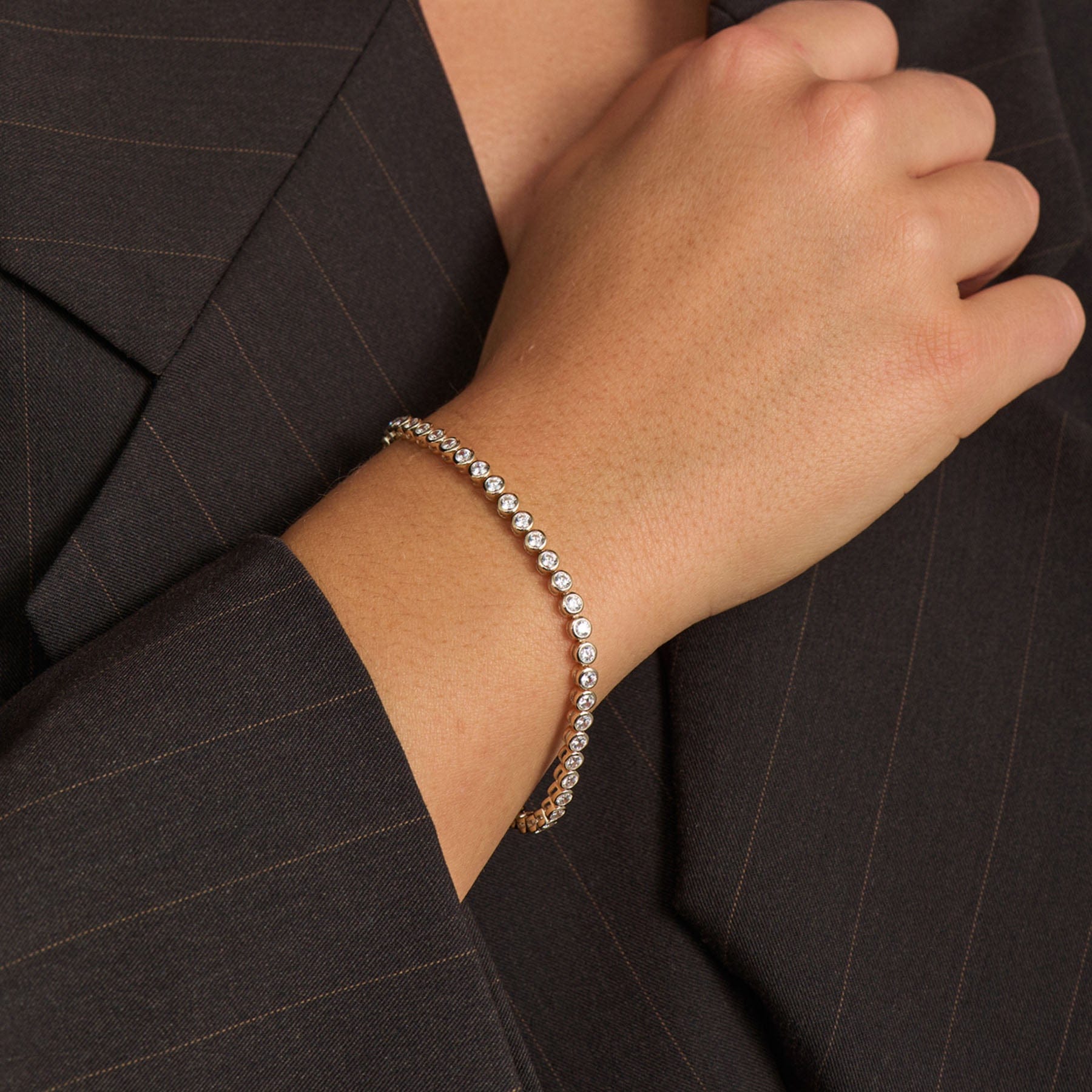 Mads Z Armbånd Tennisarmbånd med runde zirkoner - 8 karat