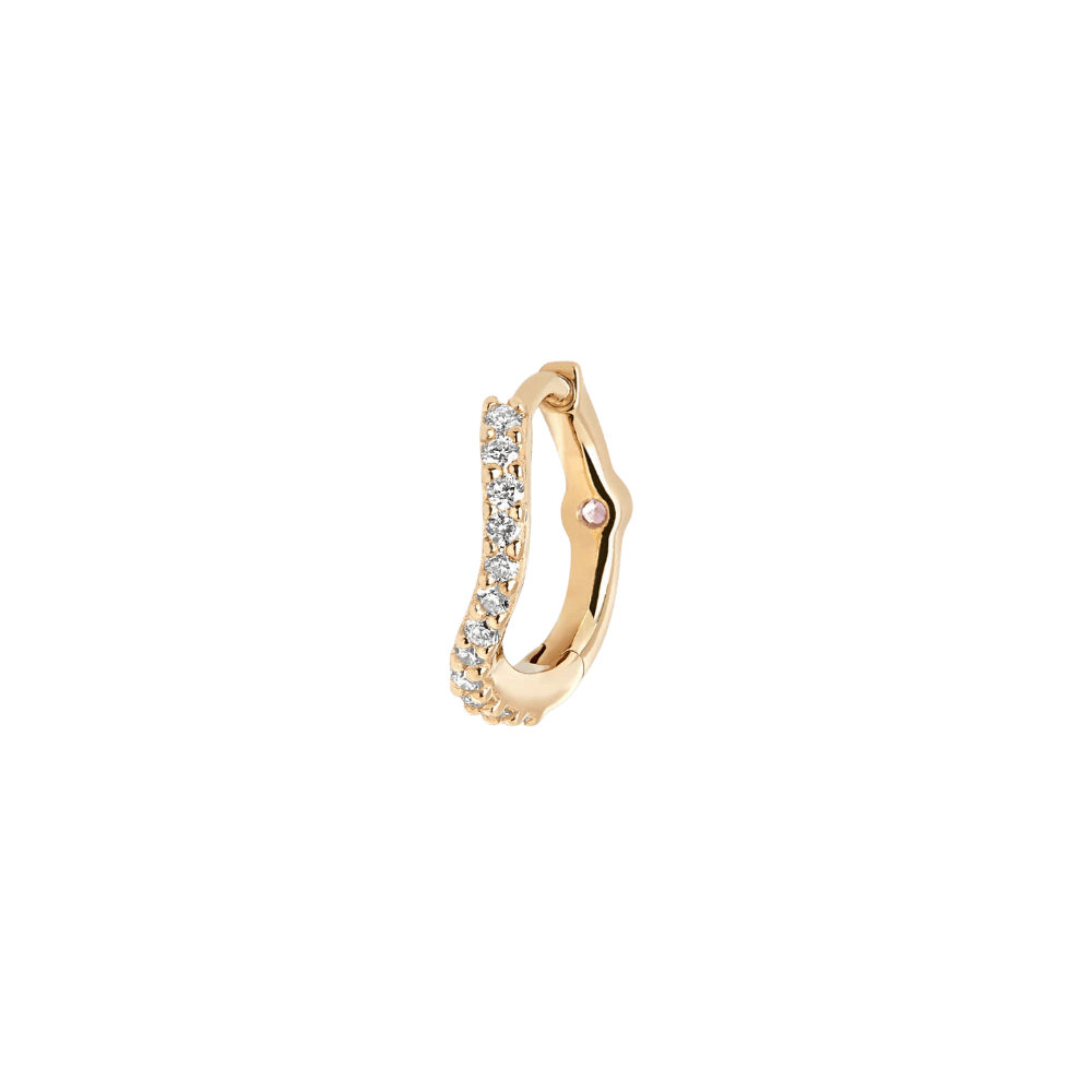 Maria Black Øreringe Wave 7 huggie med labgrown diamanter - 14K
