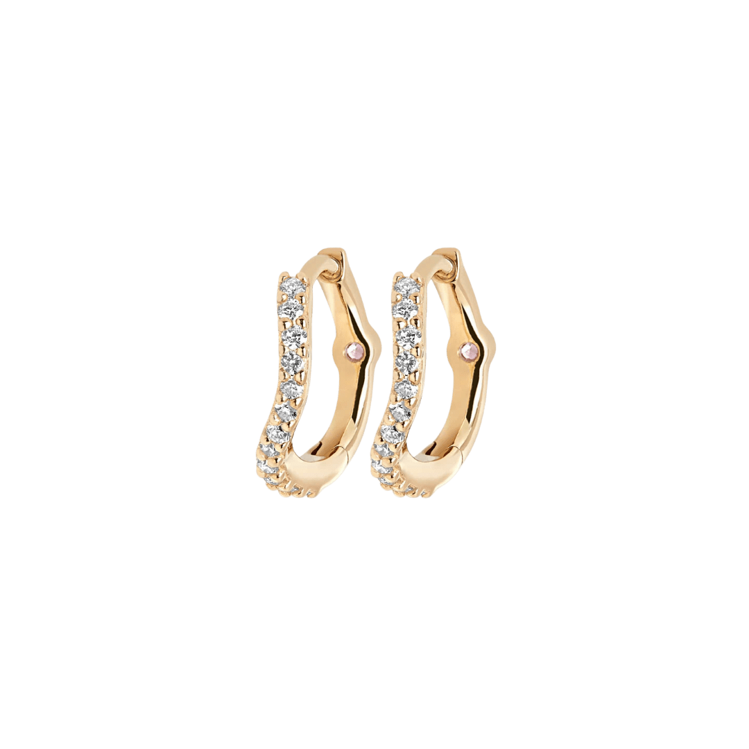 Maria Black Øreringe Wave 7 huggie med labgrown diamanter - 14K