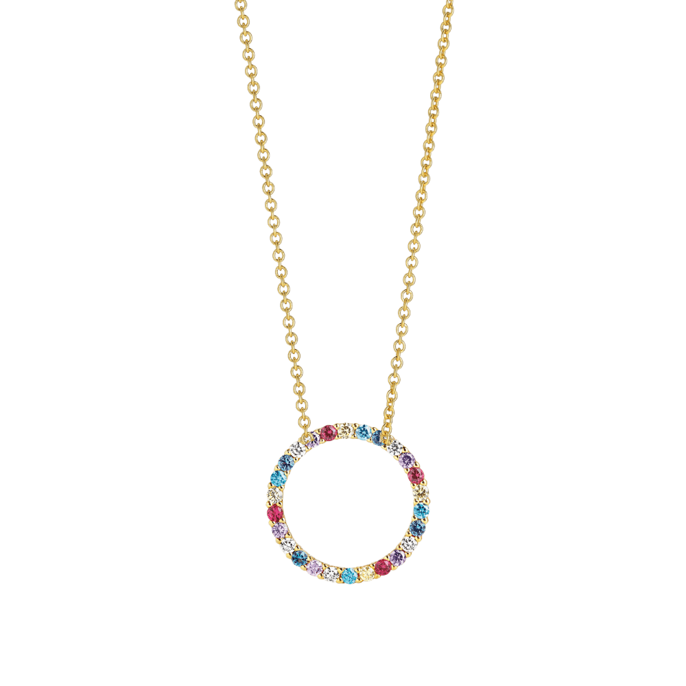 Sif Jakobs Halskæder Biella pendant halskæde multifarvede zirkoner 38-45 cm - forgyldt SJ-P3120-XCZ-YG38-45