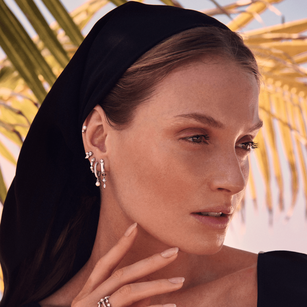 Sif Jakobs Øreringe Ellera Perla perleøreringe med hvide sten - sølv SJ-E12280-CZ-SS