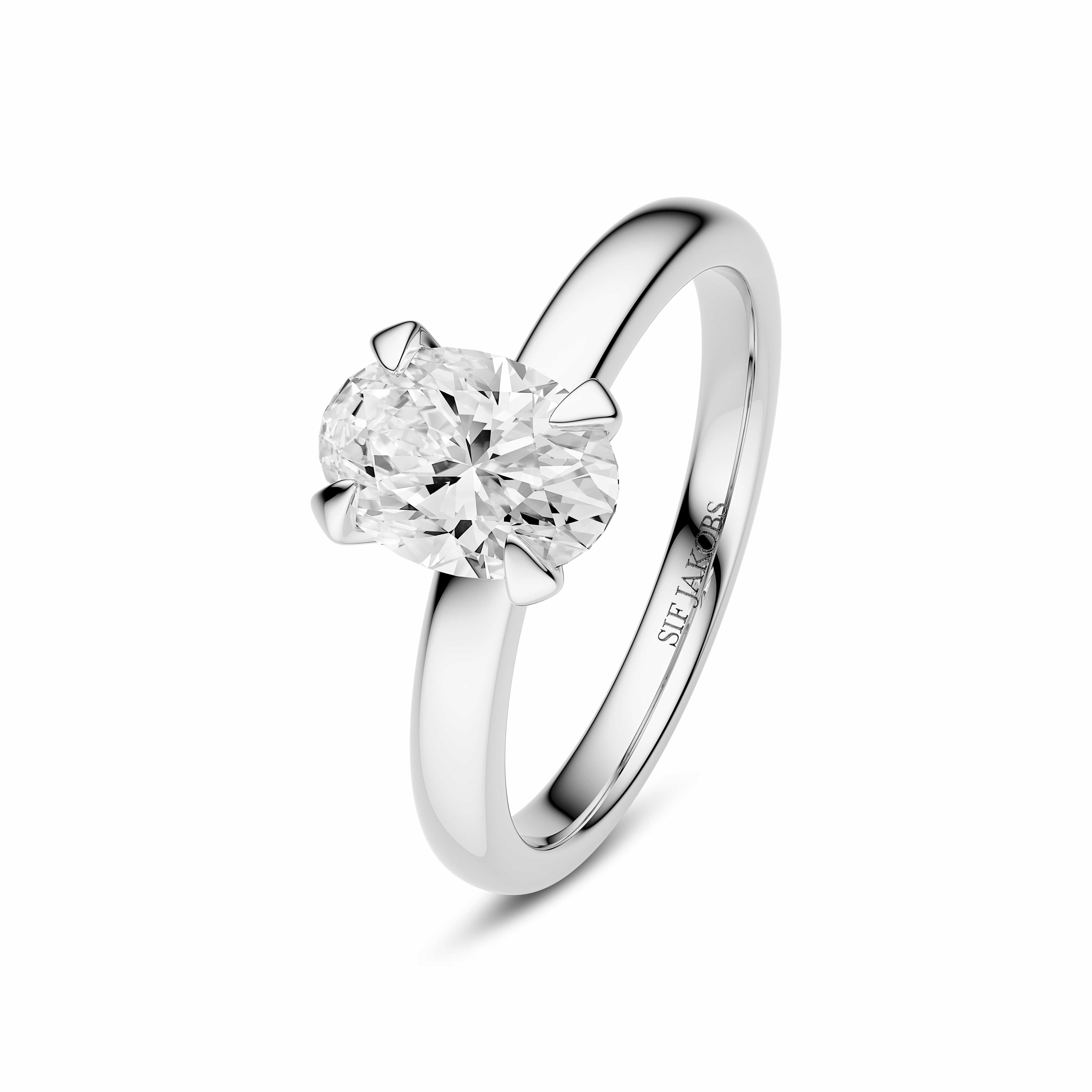 Sif Jakobs Ringe Grace Ovale Solitaire diamantring 1,00 carat - 14 karat hvidguld