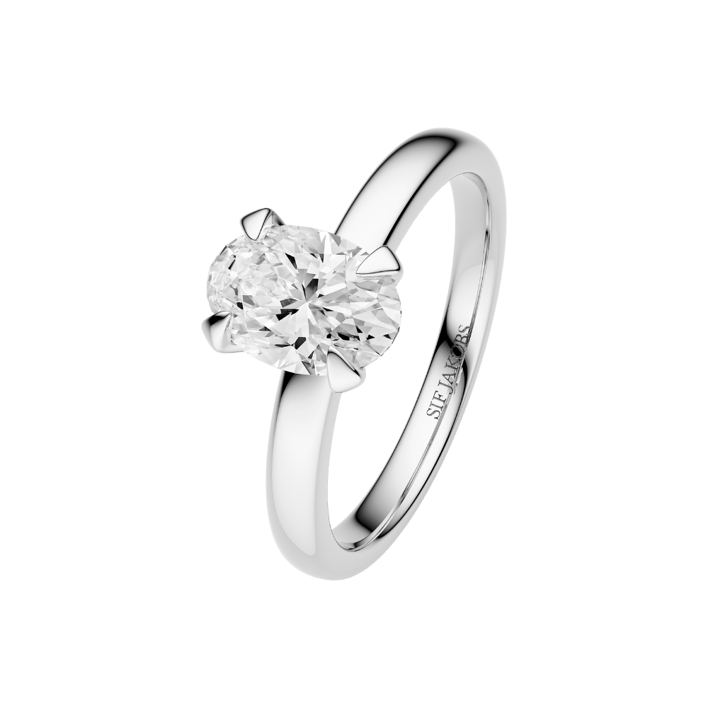 Sif Jakobs Ringe Grace Ovale Solitaire diamantring 1,00 carat - 14 karat hvidguld