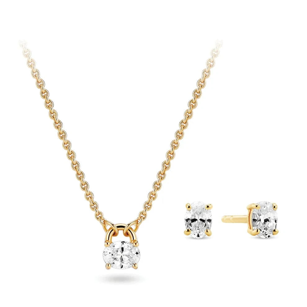 Sif Jakobs Øreringe Ovale sæt - forgyldt SJ-E-S2744-CZ-YG