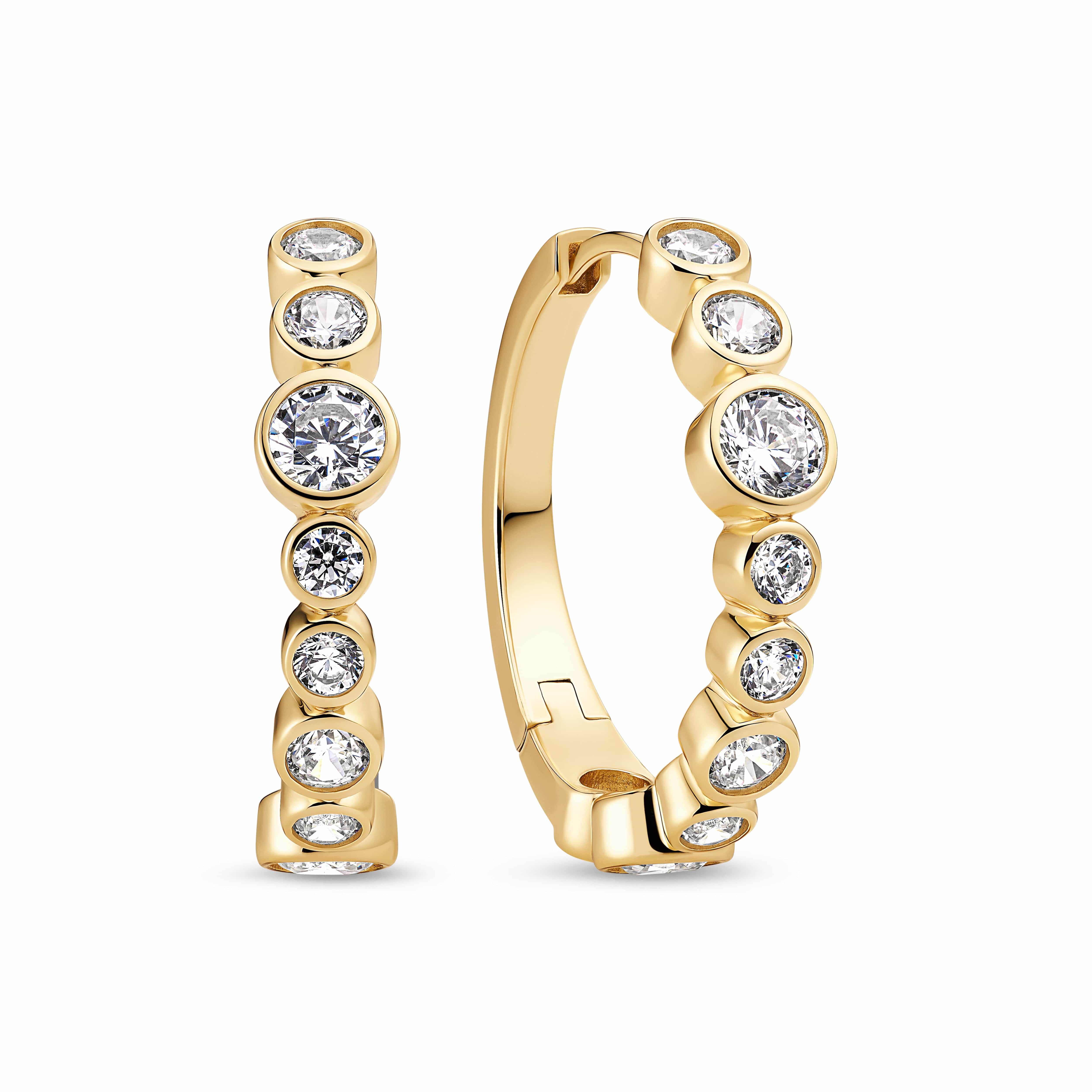 Sif Jakobs Øreringe SARDINIEN CREOLO øreringe med hvide zirkoner - FORGYLDT SJ-E2669-CZ-YG