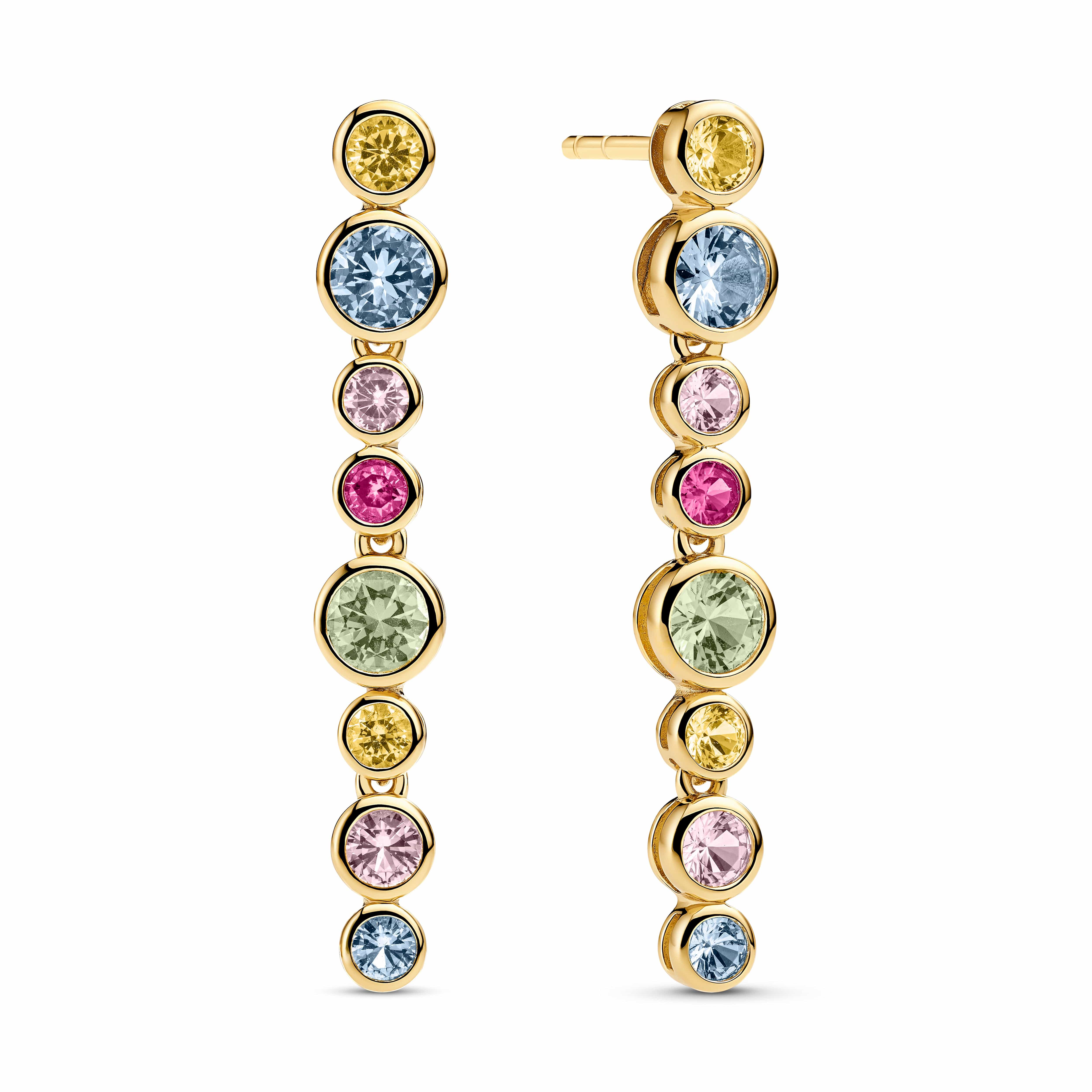 Sif Jakobs Øreringe SARDINIEN LUNGO PICCOLO øreringe med flerfarvede zirkoner - FORGYLDT SJ-E2770-XCZ-YG