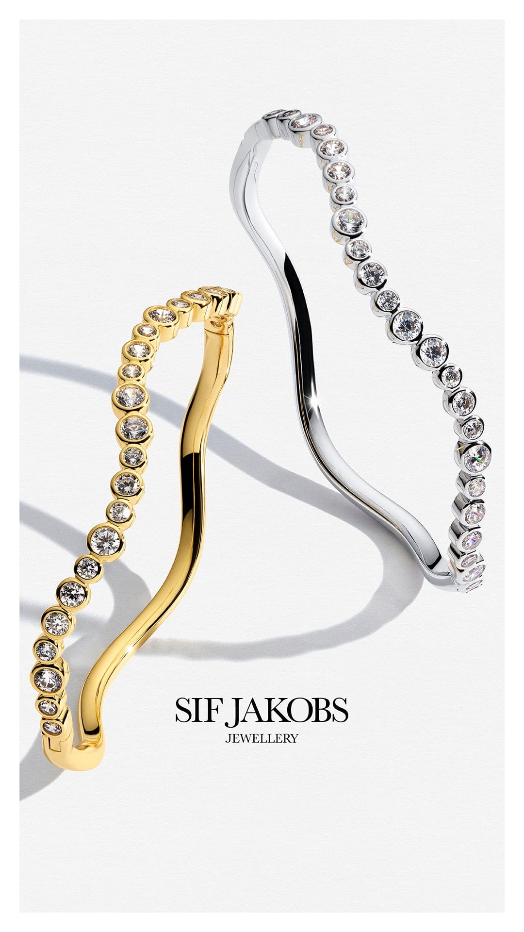 Sif Jakobs Bangles SARDINIEN WAVE BANGLE armbånd med hvide zirkoner - sølv SJ-BG2631-CZ