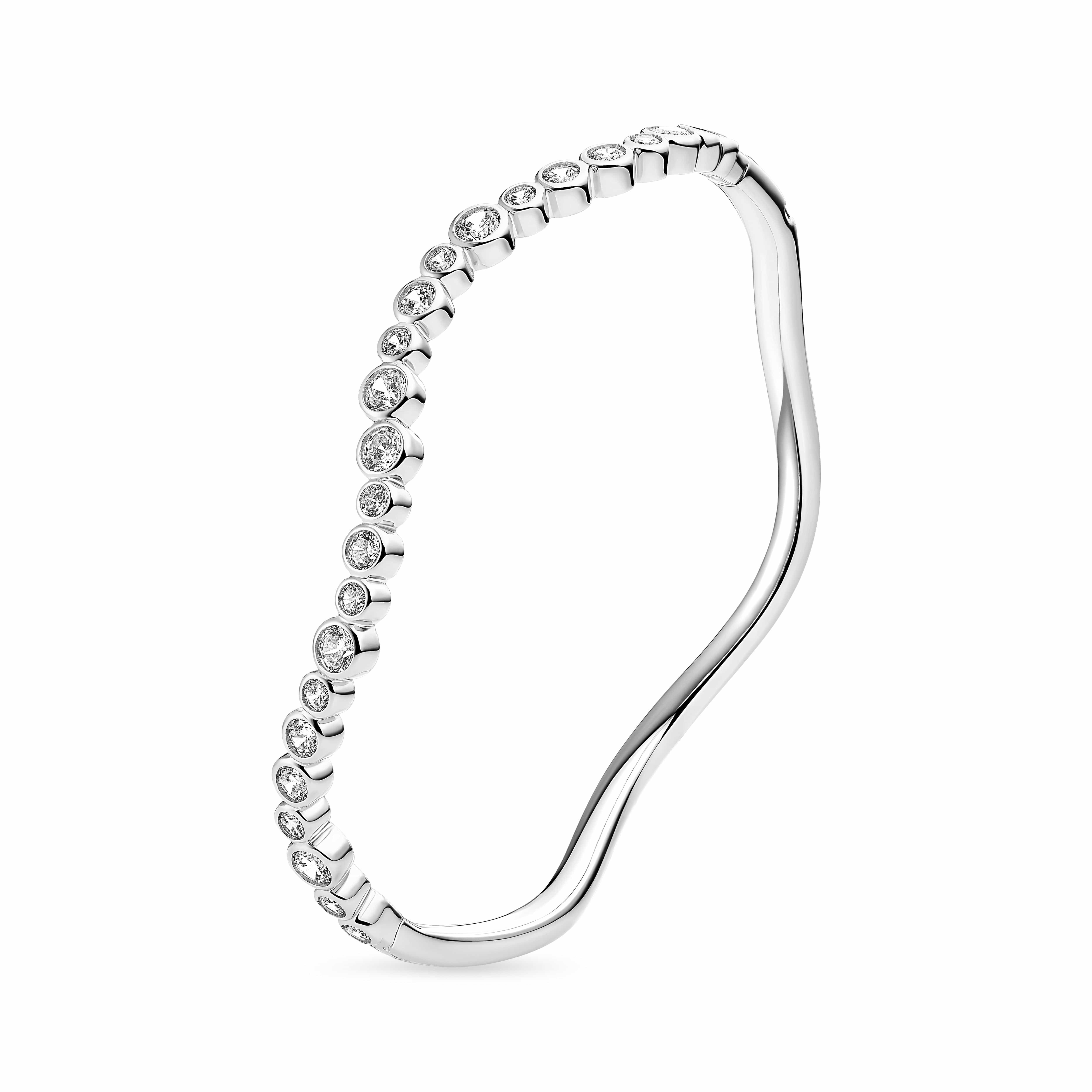 Sif Jakobs Bangles SARDINIEN WAVE BANGLE armbånd med hvide zirkoner - sølv SJ-BG2631-CZ