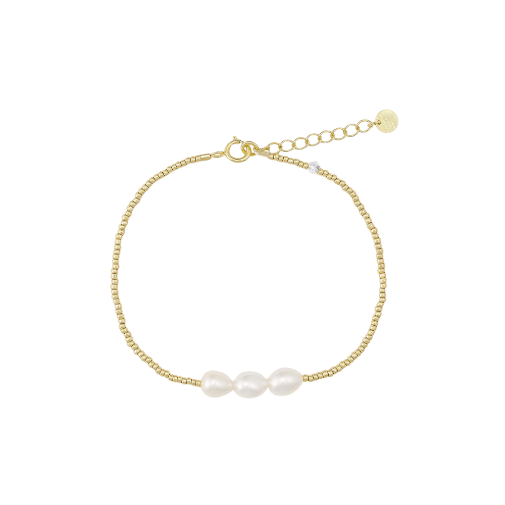 Sorelle Jewellery Armbånd 3 pearls armbånd med perler - forgyldt