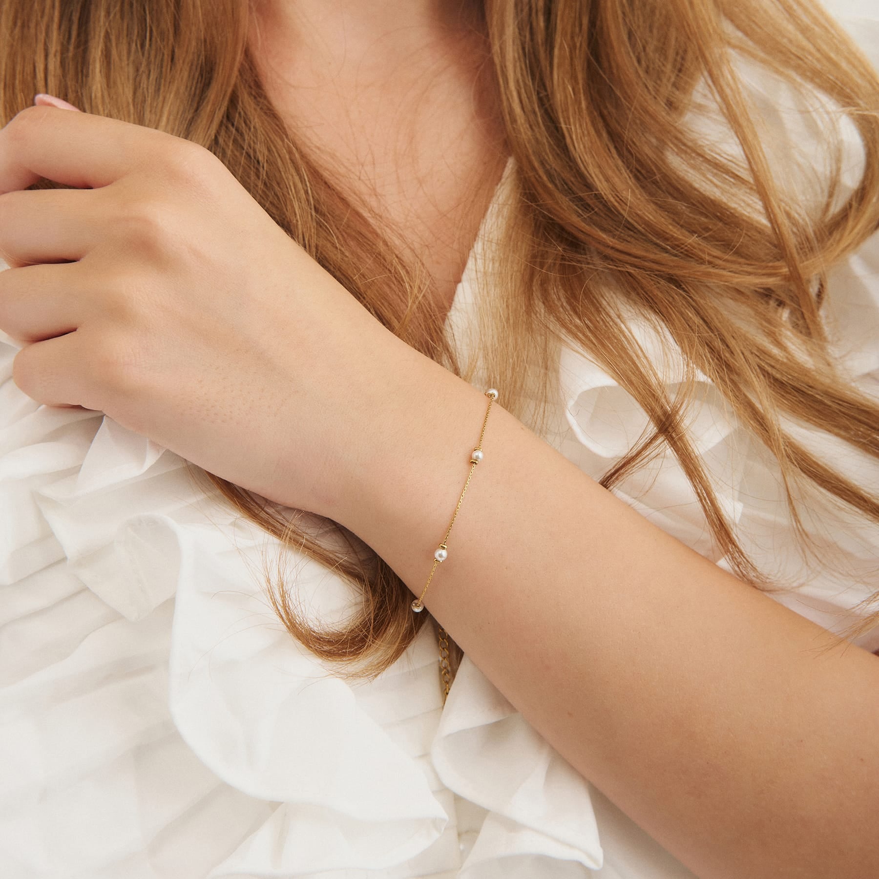 Studio Z Armbånd Lily armbånd med perler - forgyldt stål 7753014