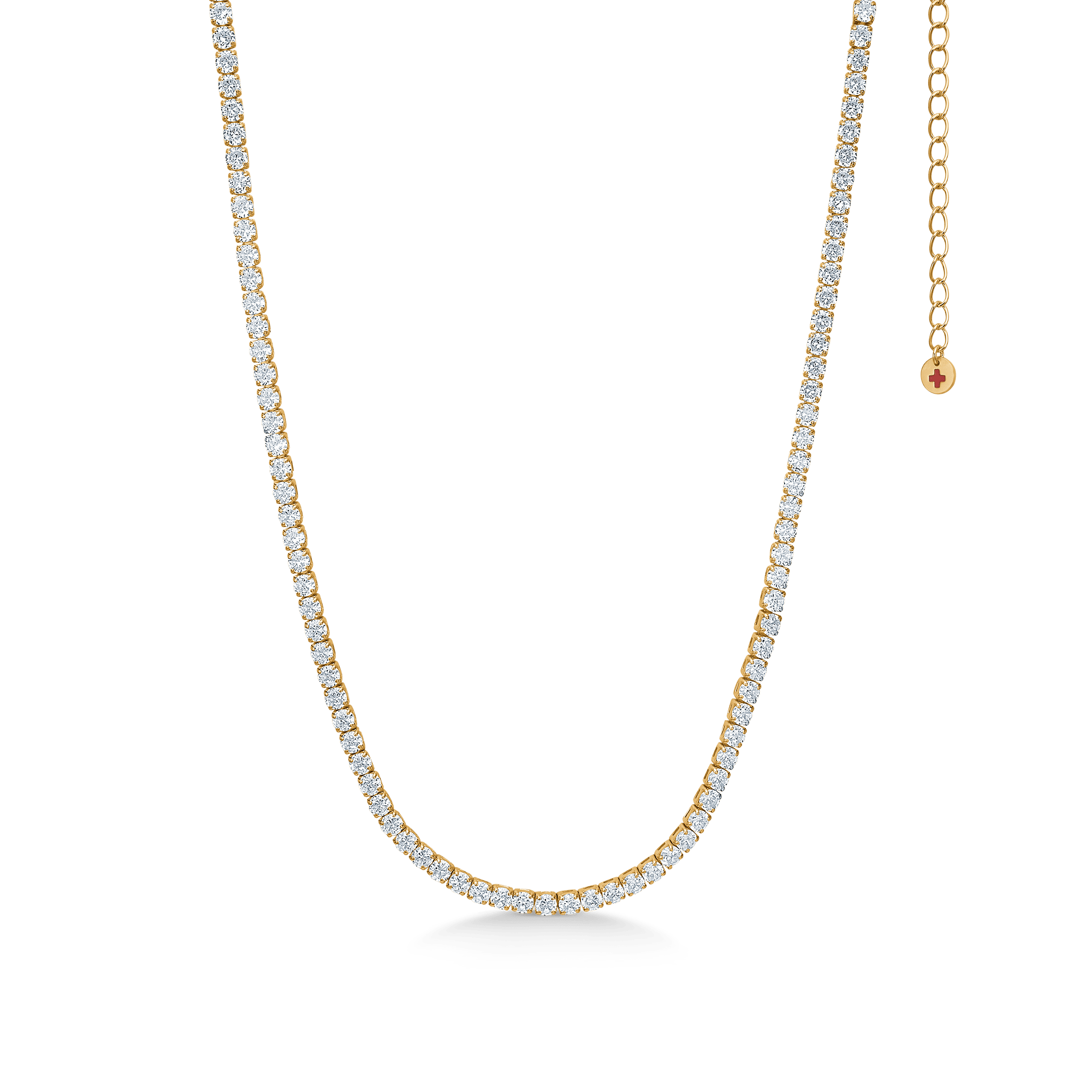 Studio Z Halskæder Red Cross halskæde med zirkoner - forgyldt 7227001