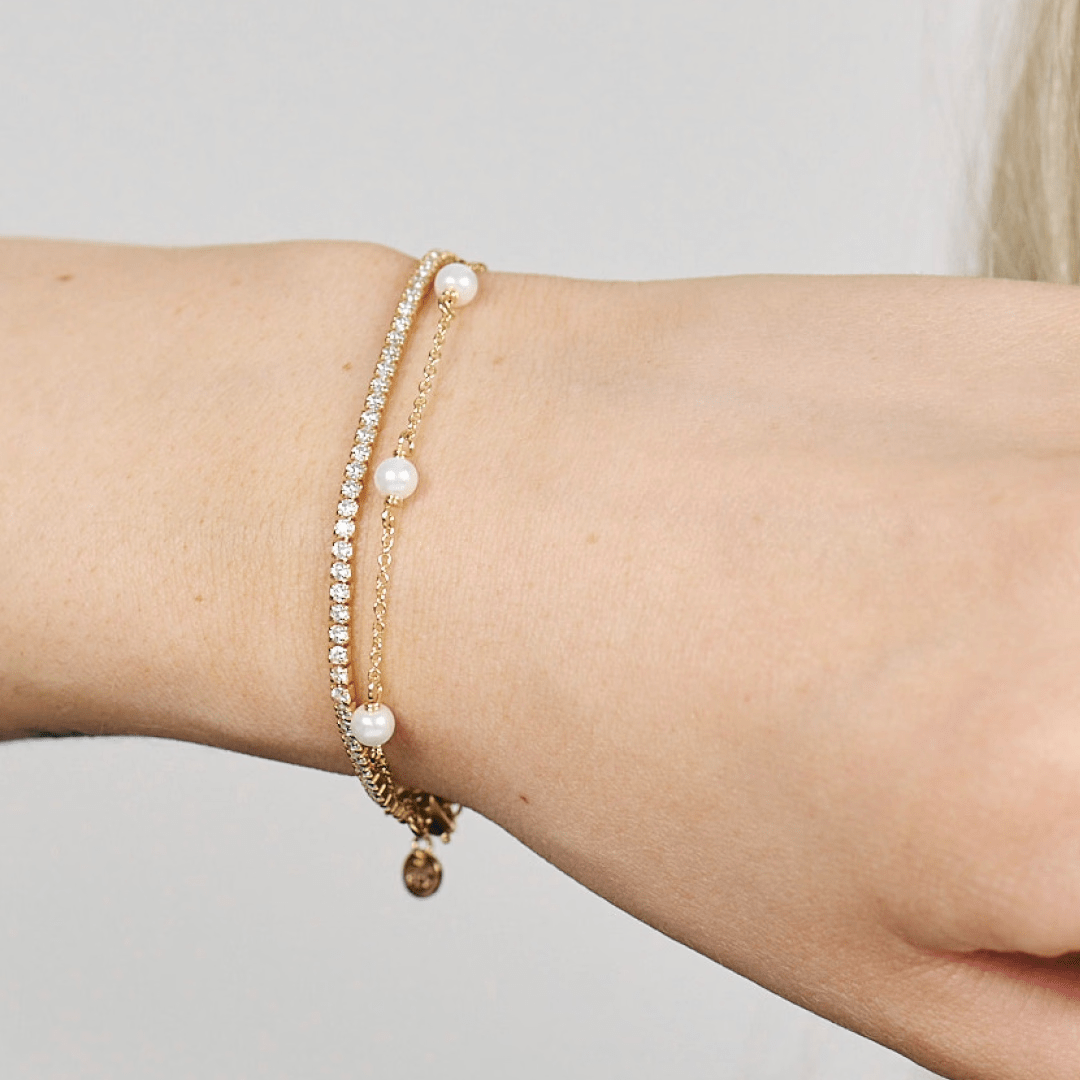 Studio Z Armbånd Tennis armbånd med zirkon medium - forgyldt 7257098