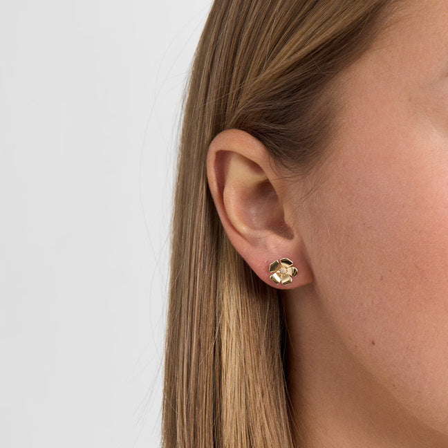 Fleur ørestikker med 1 diamant - 14 karat guld