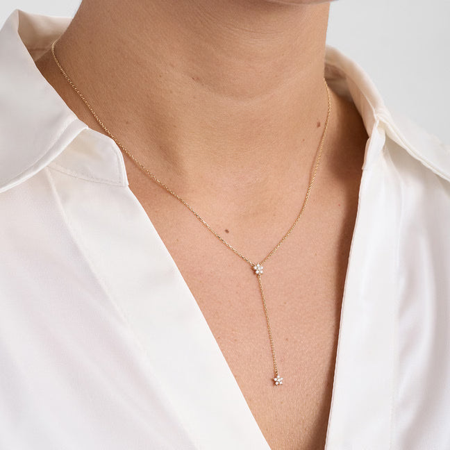 Céleste halskæde med 0,12 carat diamant - 14 karat guld
