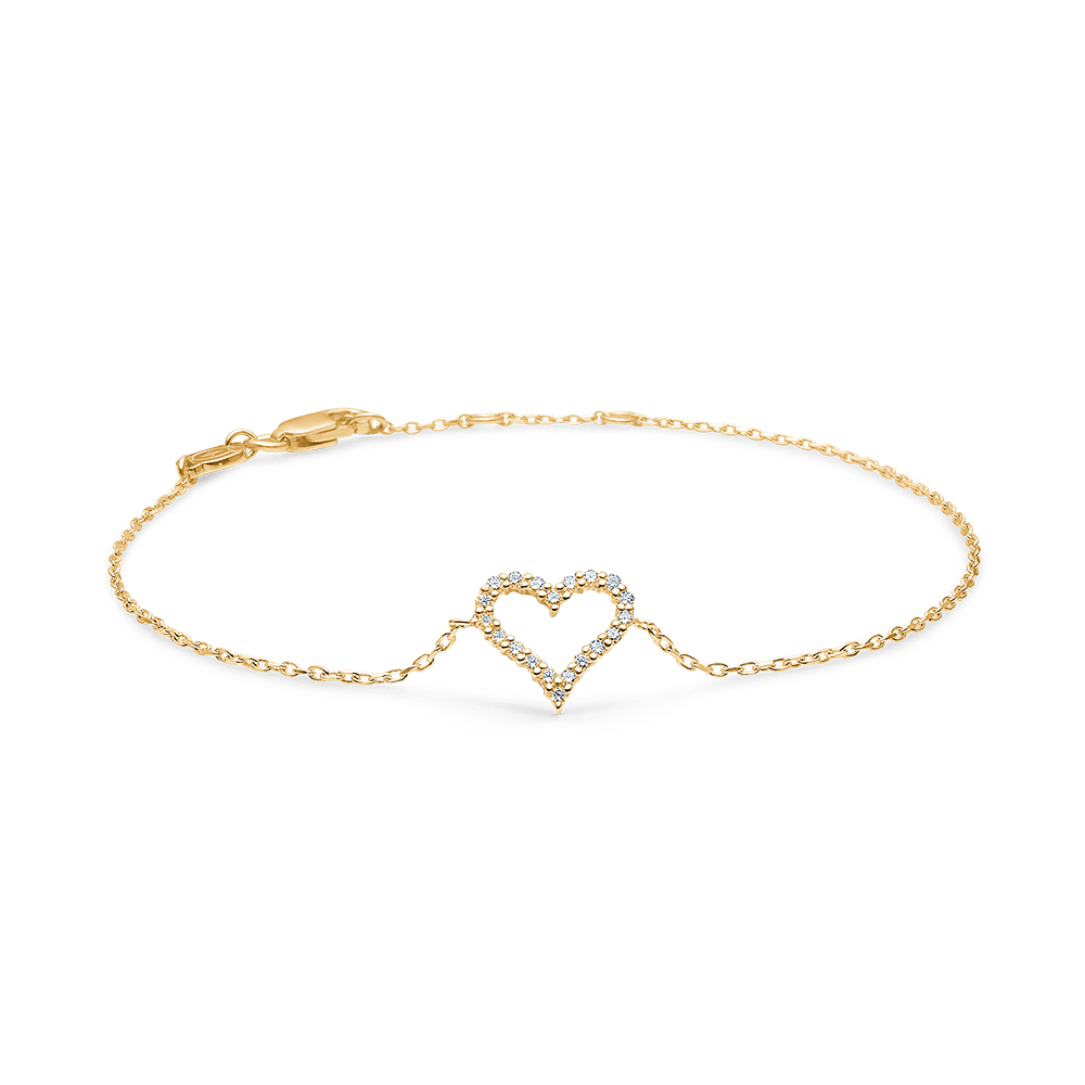 Tender heart armbånd med diamanter - 14K