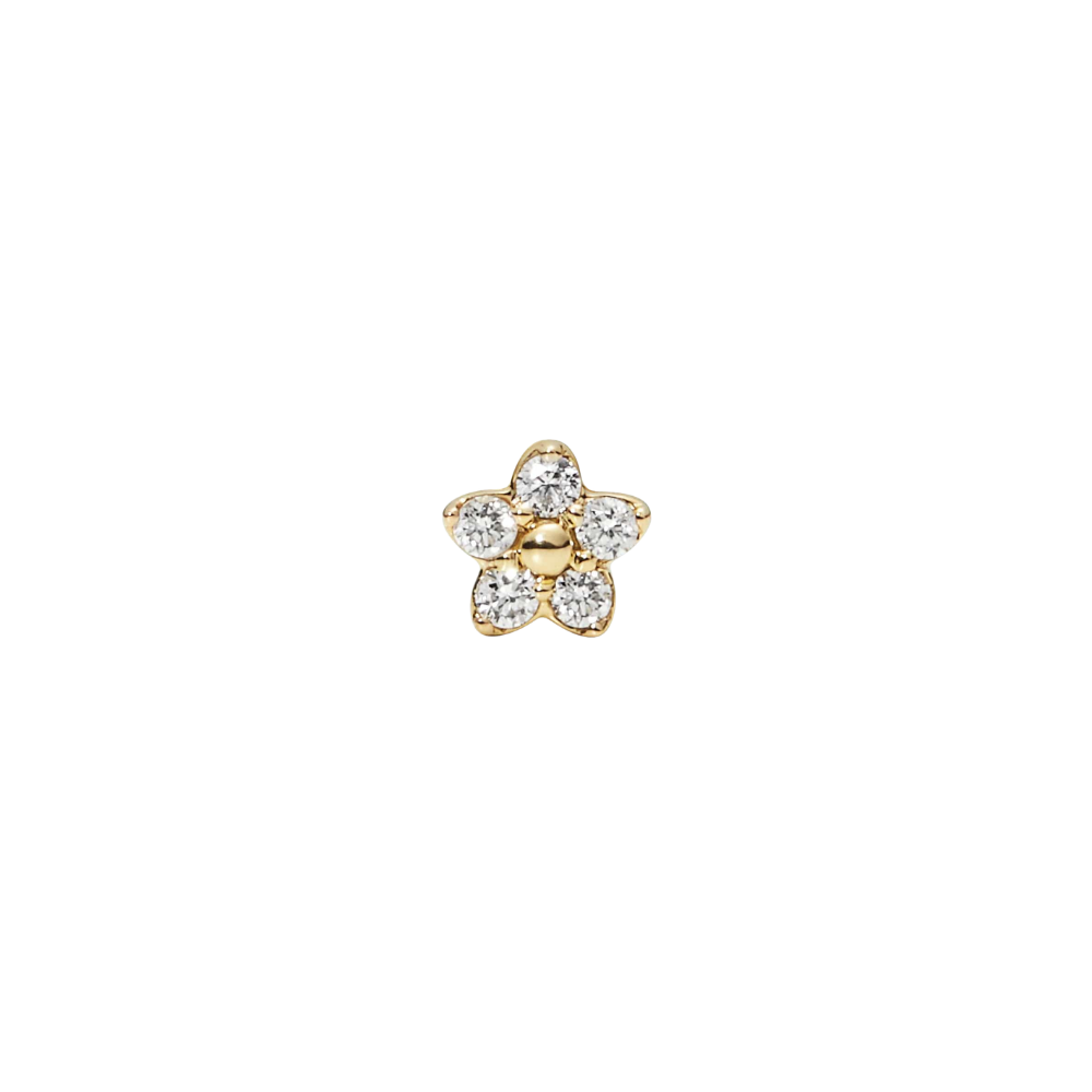 Daisy 3 ørepiercing labret med labgrown diamanter - 14K