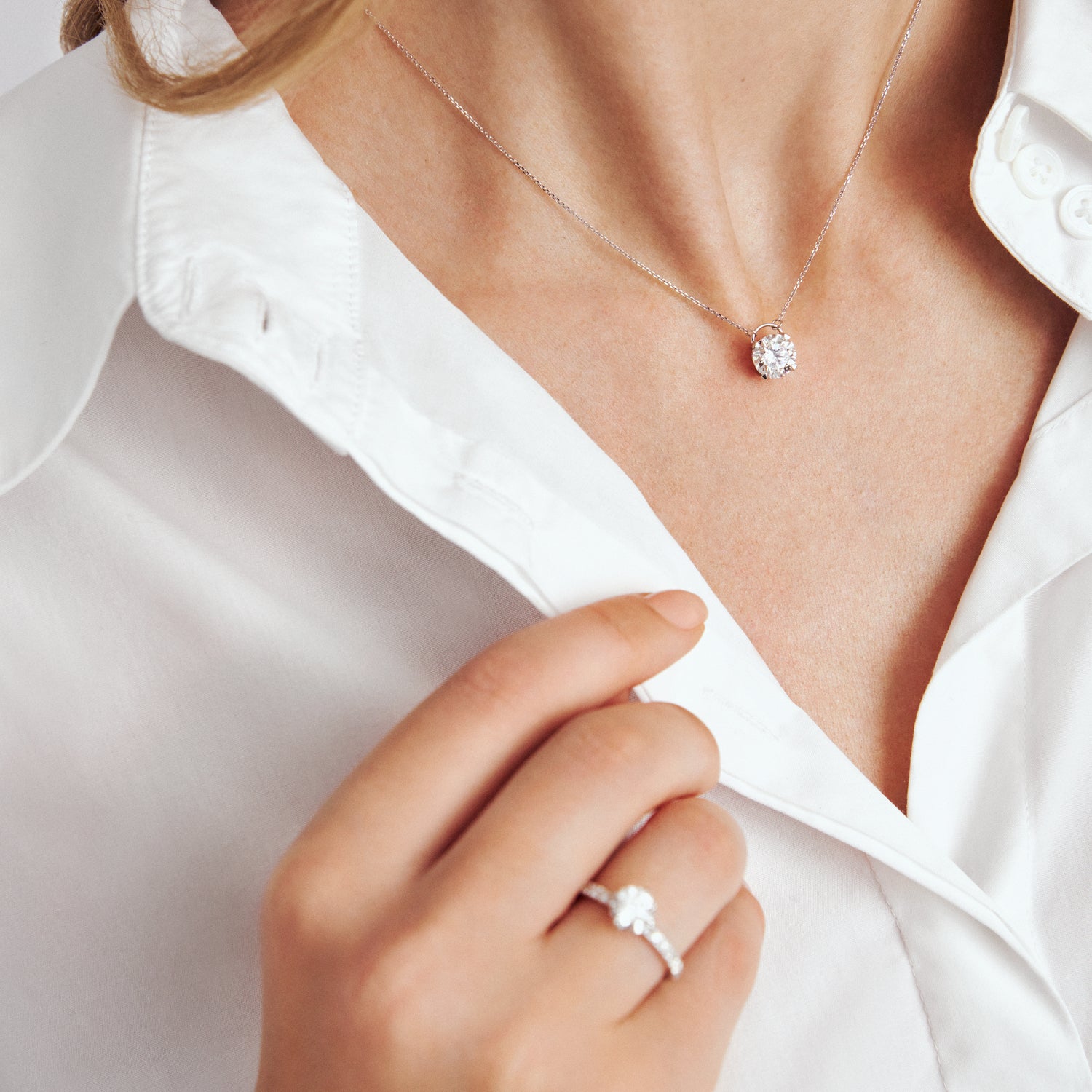 Venice Solitaire halskæde med diamant 2,00 carat - 14 karat hvidguld