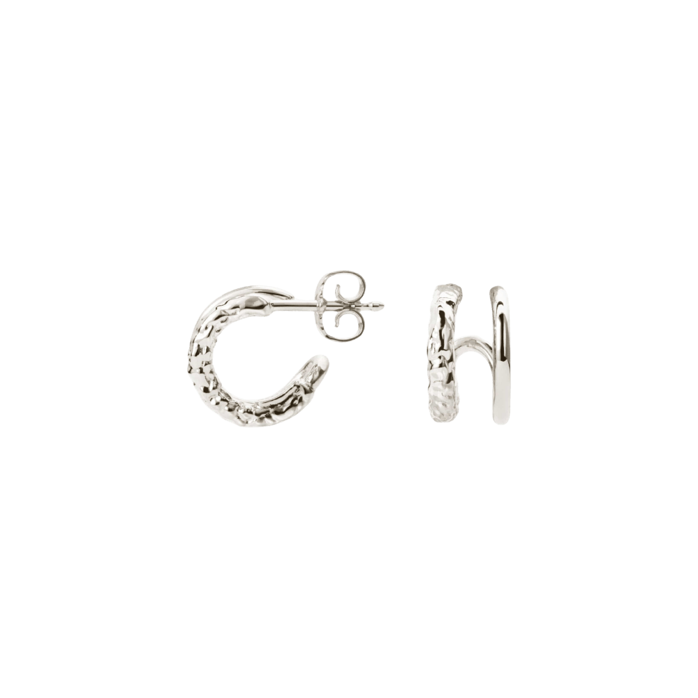 Camille Brinch Øreringe Small Twin Essentia Hoops - sølv STEH