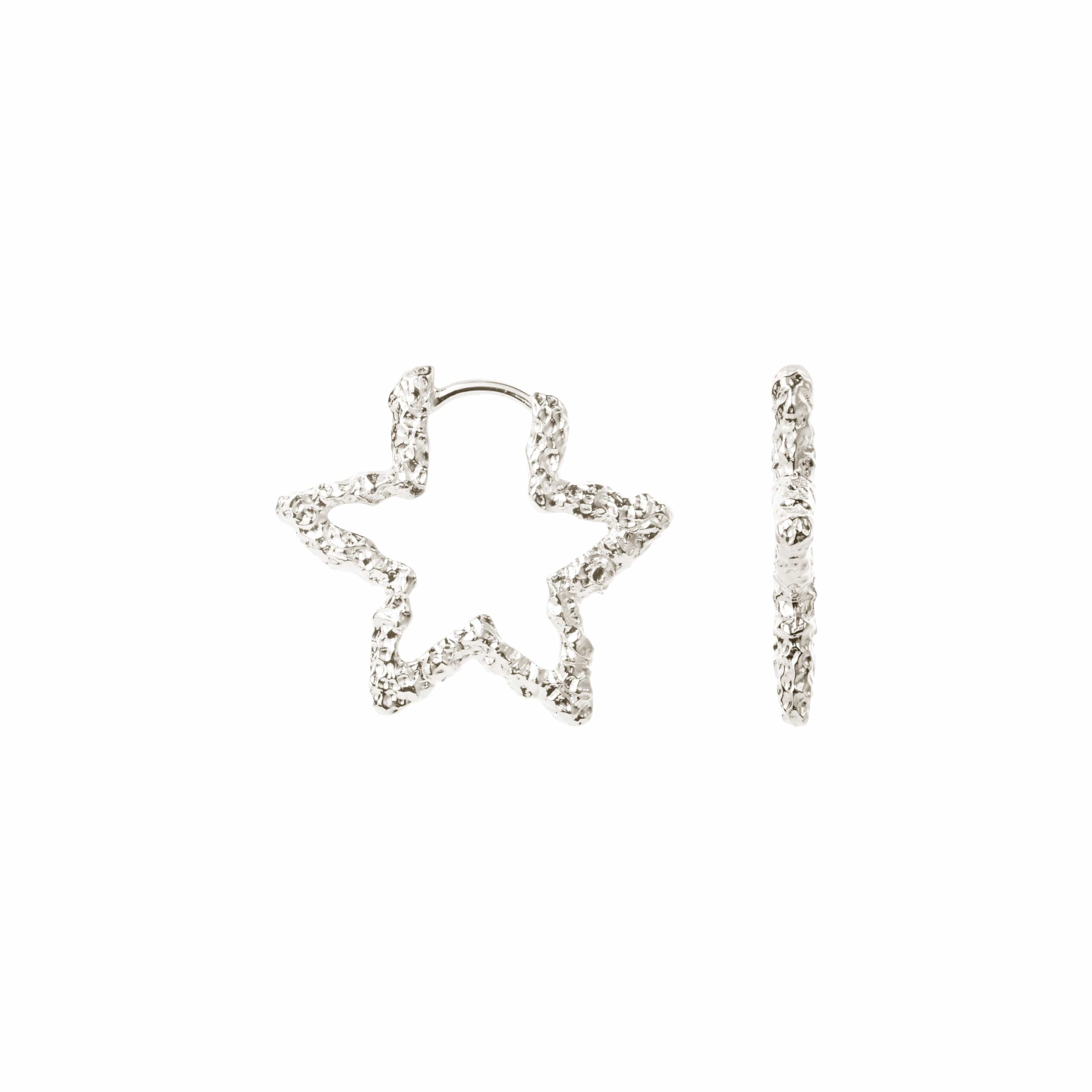 Camille Brinch Øreringe Star Sparkly Hoops - sølv STSPH