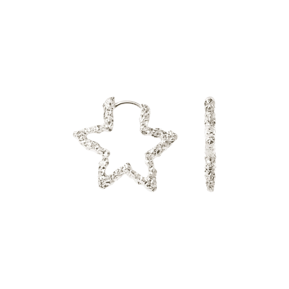 Camille Brinch Øreringe Star Sparkly Hoops - sølv STSPH