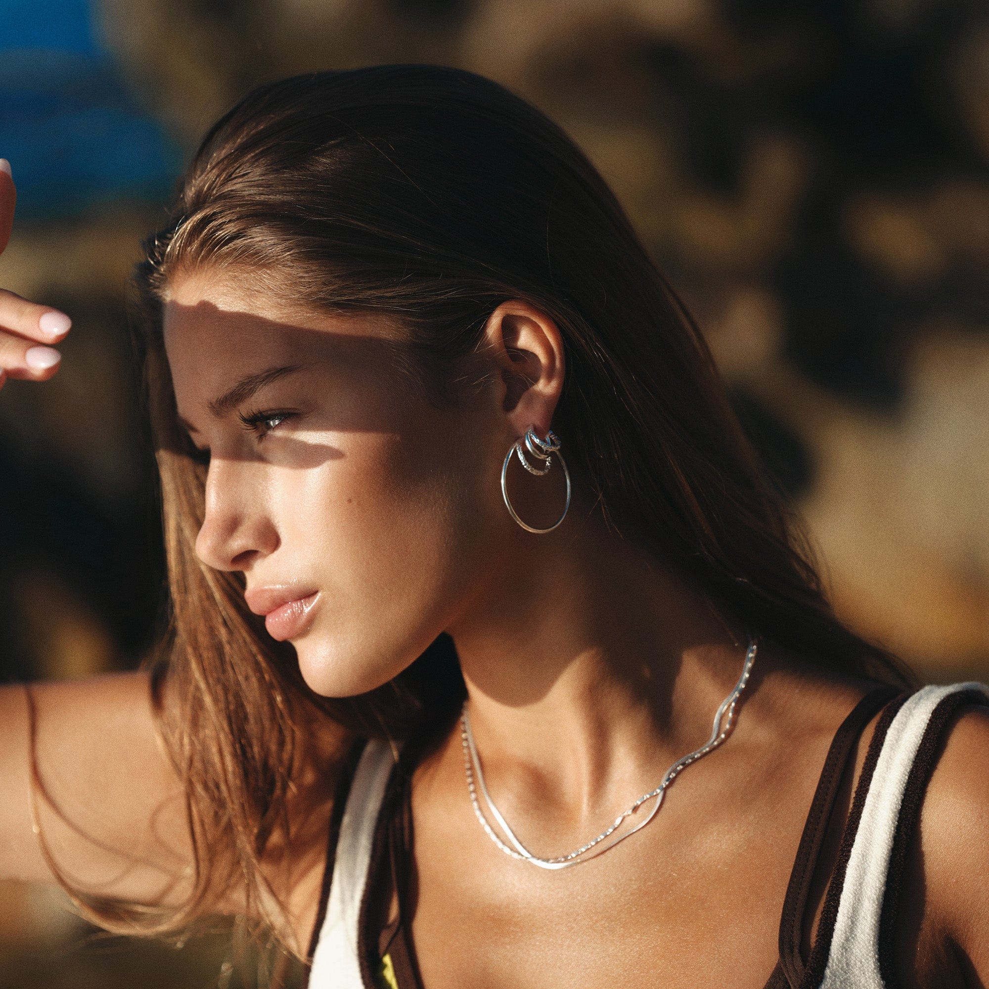 Camille Brinch Øreringe Statement Twin Essentia Hoops - sølv STTEH
