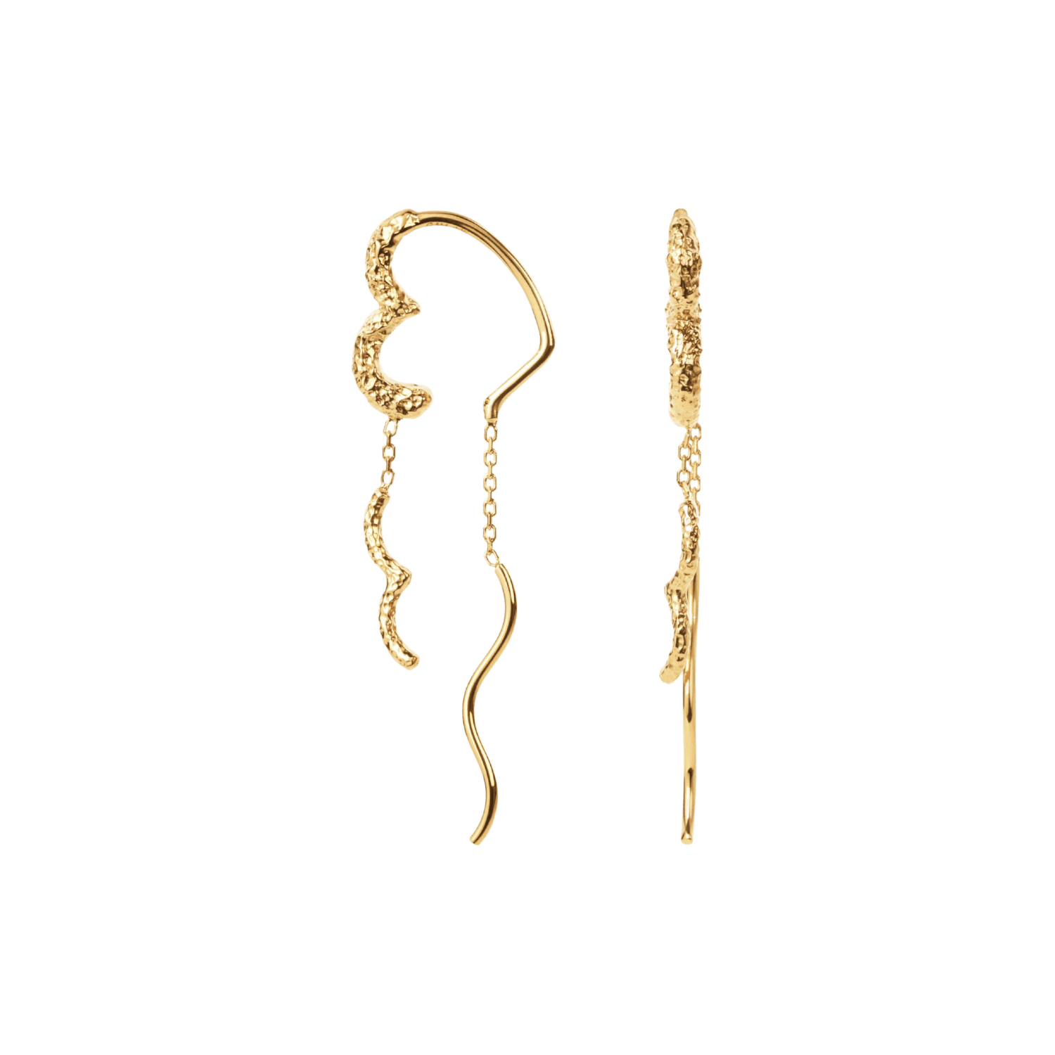 Camille Brinch Øreringe Wavy Sparkly heart ørekæder - forgyldt WSPHE-FG