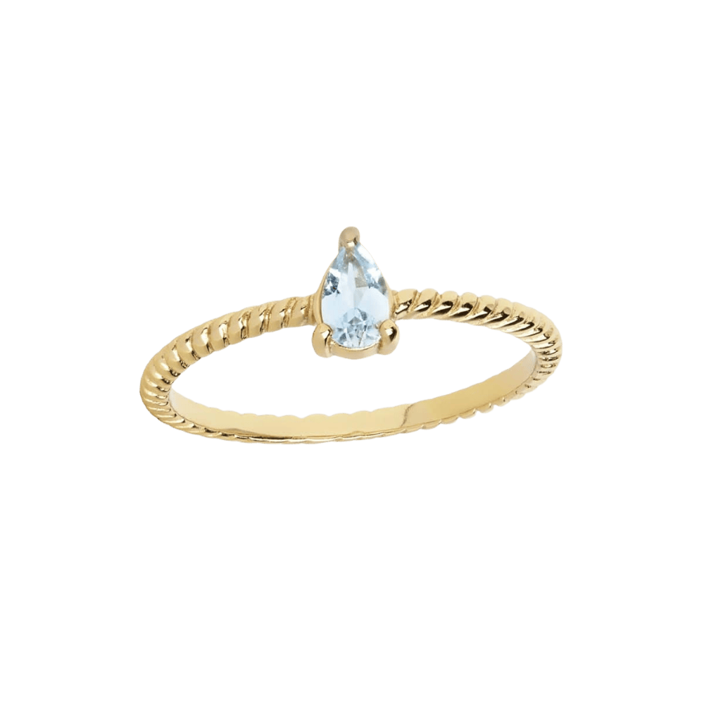 Carré Ringe Aqua ring med blå topas - forgyldt
