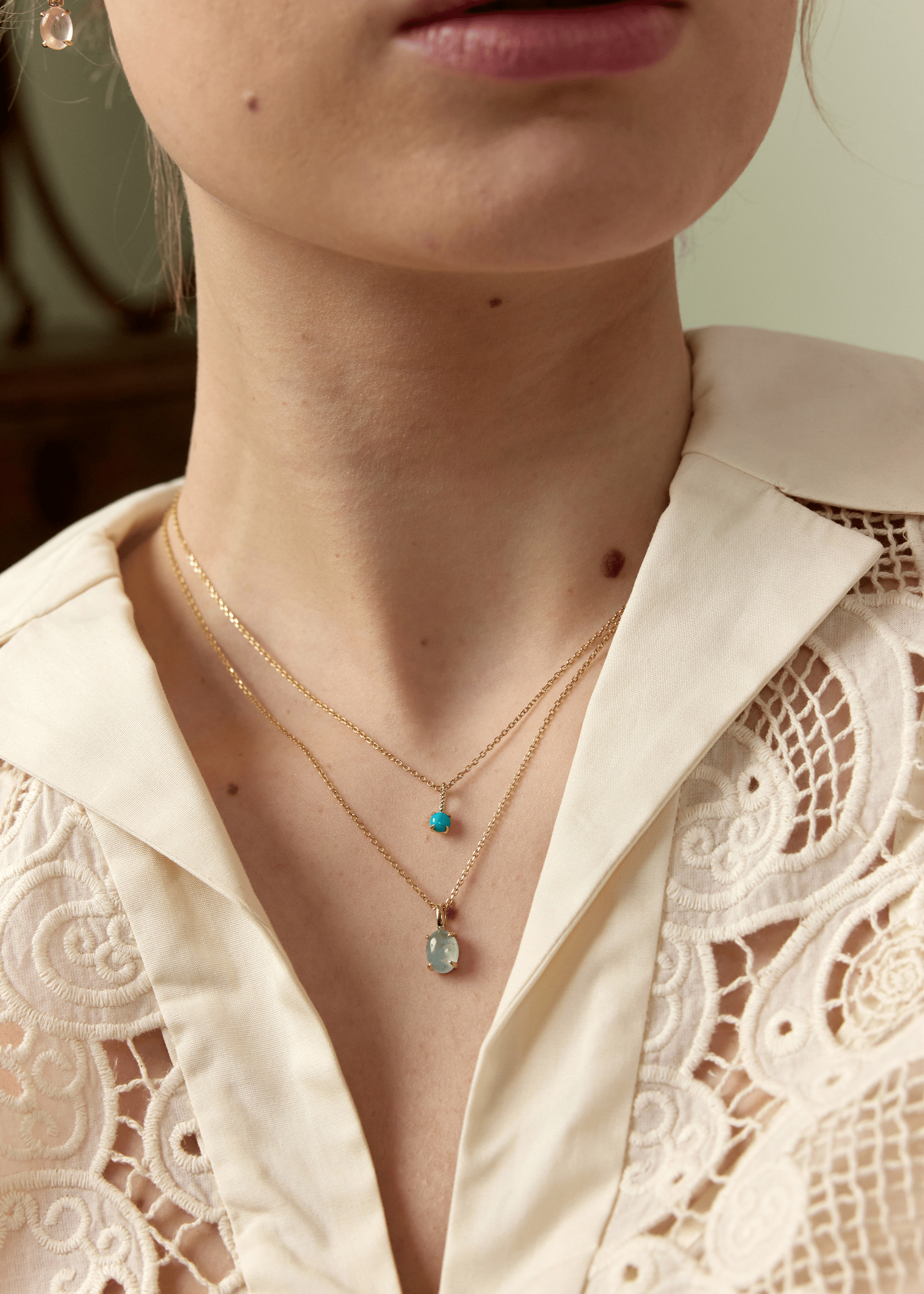 Carré Carmen vedhæng med Aquamarin - 10 karat TL 4437 AQ