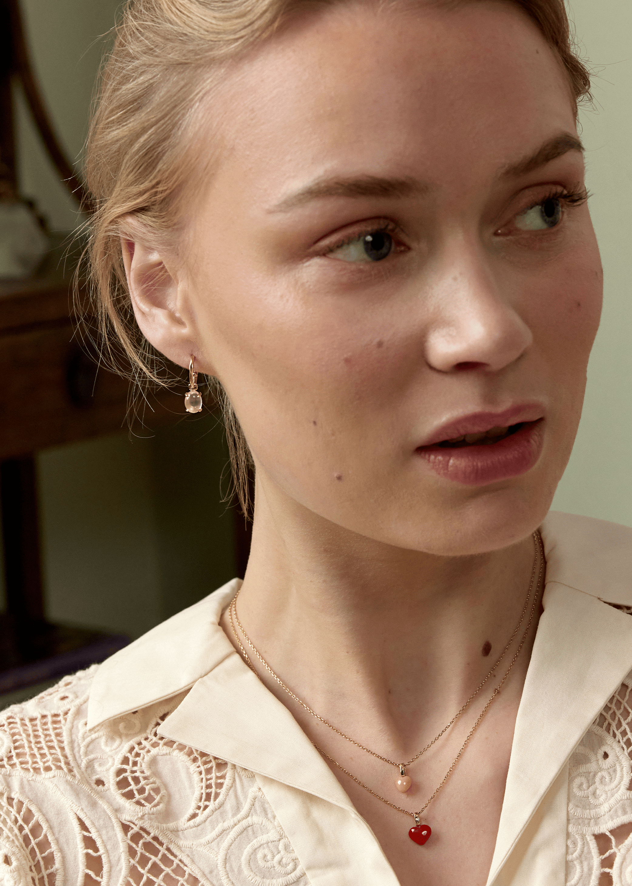 Carré Carmen vedhæng med Rose kvarts - 10 karat TLH 4437 RQ 1pc.
